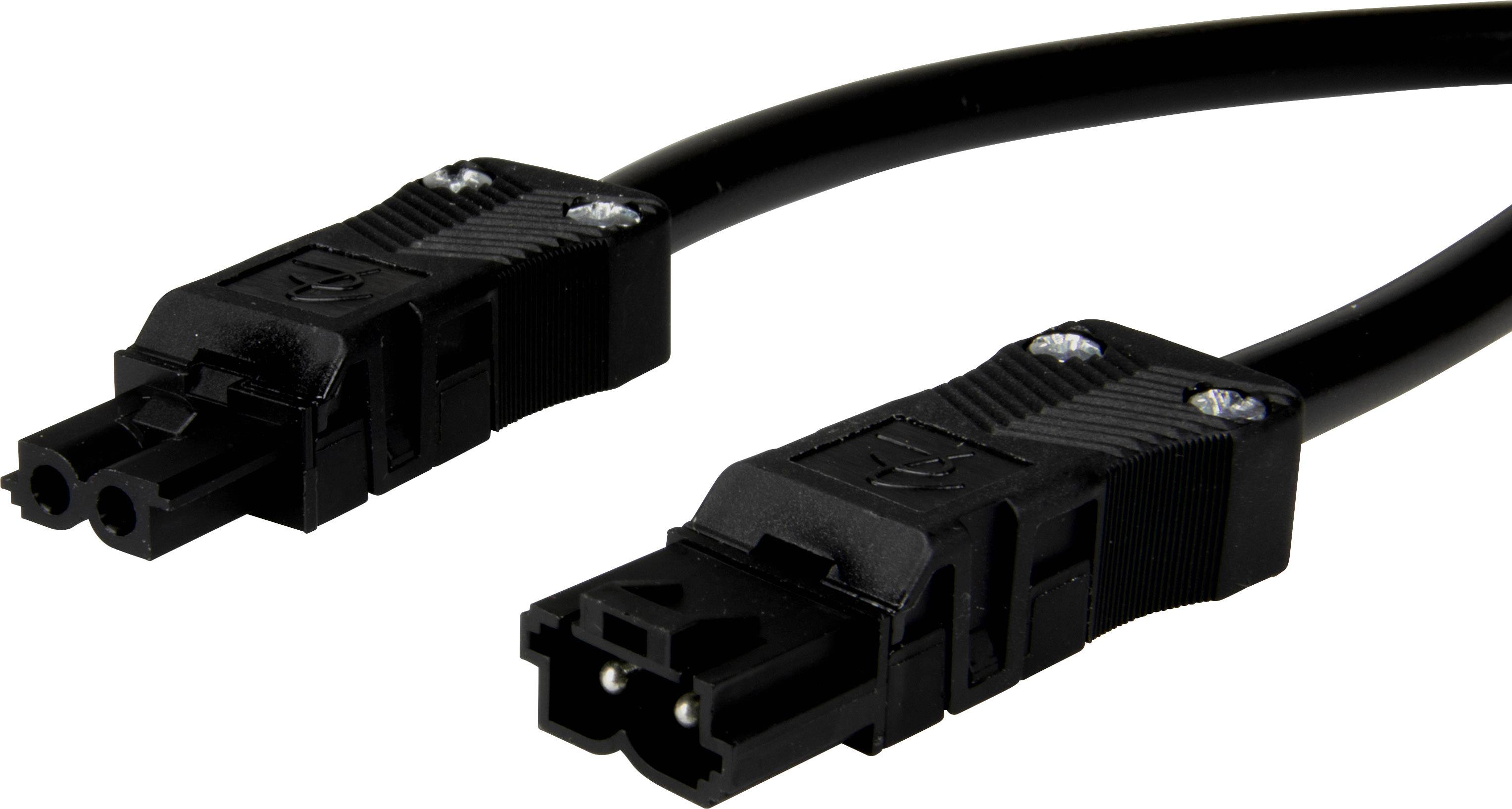 Adels-Contact 92876205 Netz-Anschlusskabel Netz-Stecker - Netz-Buchse Gesamtpolzahl: 2 Schwarz 0.50m 75St.