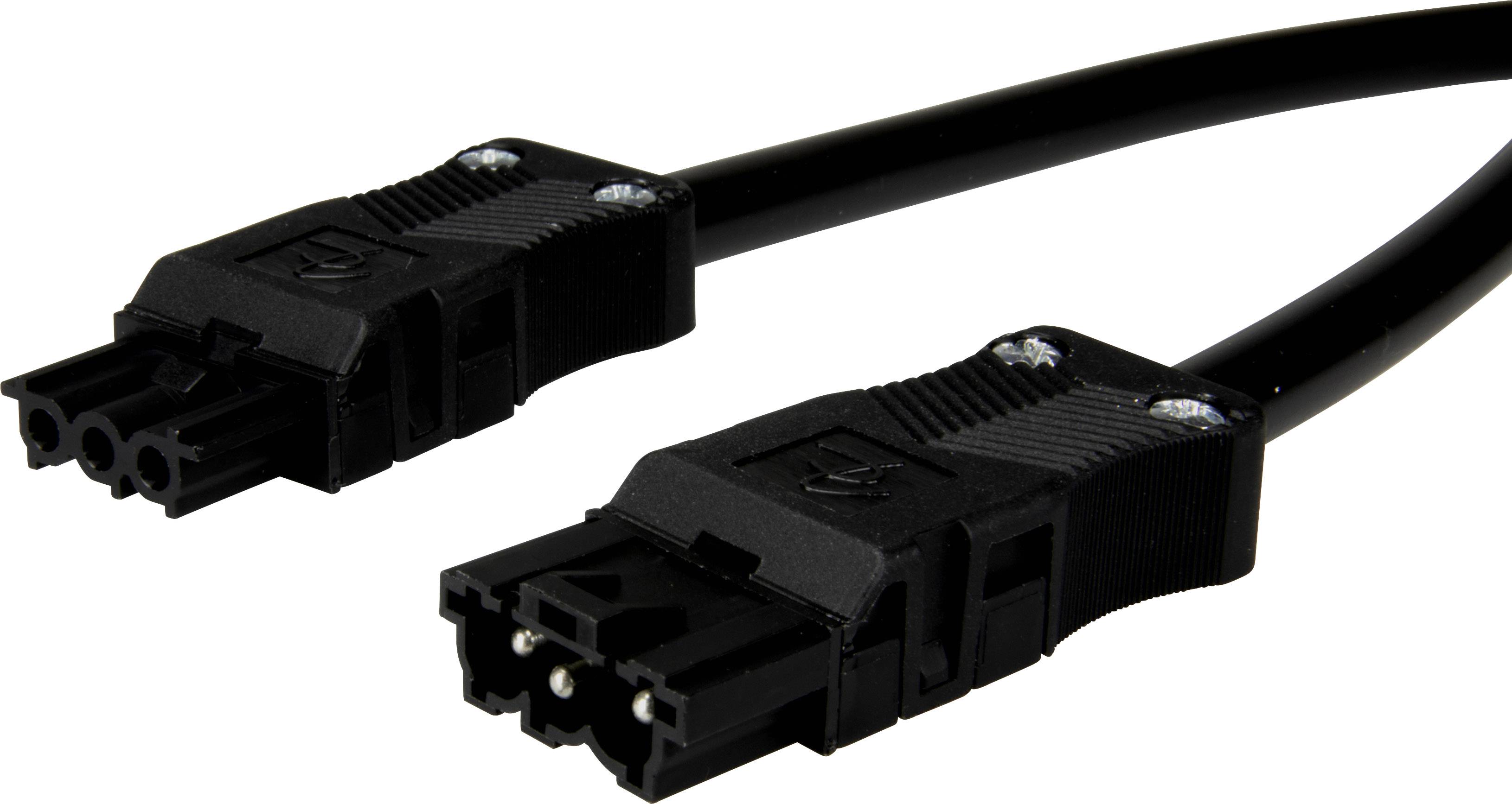 Adels-Contact 14876310 Netz-Anschlusskabel Netz-Stecker - Netz-Buchse Gesamtpolzahl: 2 + PE Schwarz 1.00m 75St.