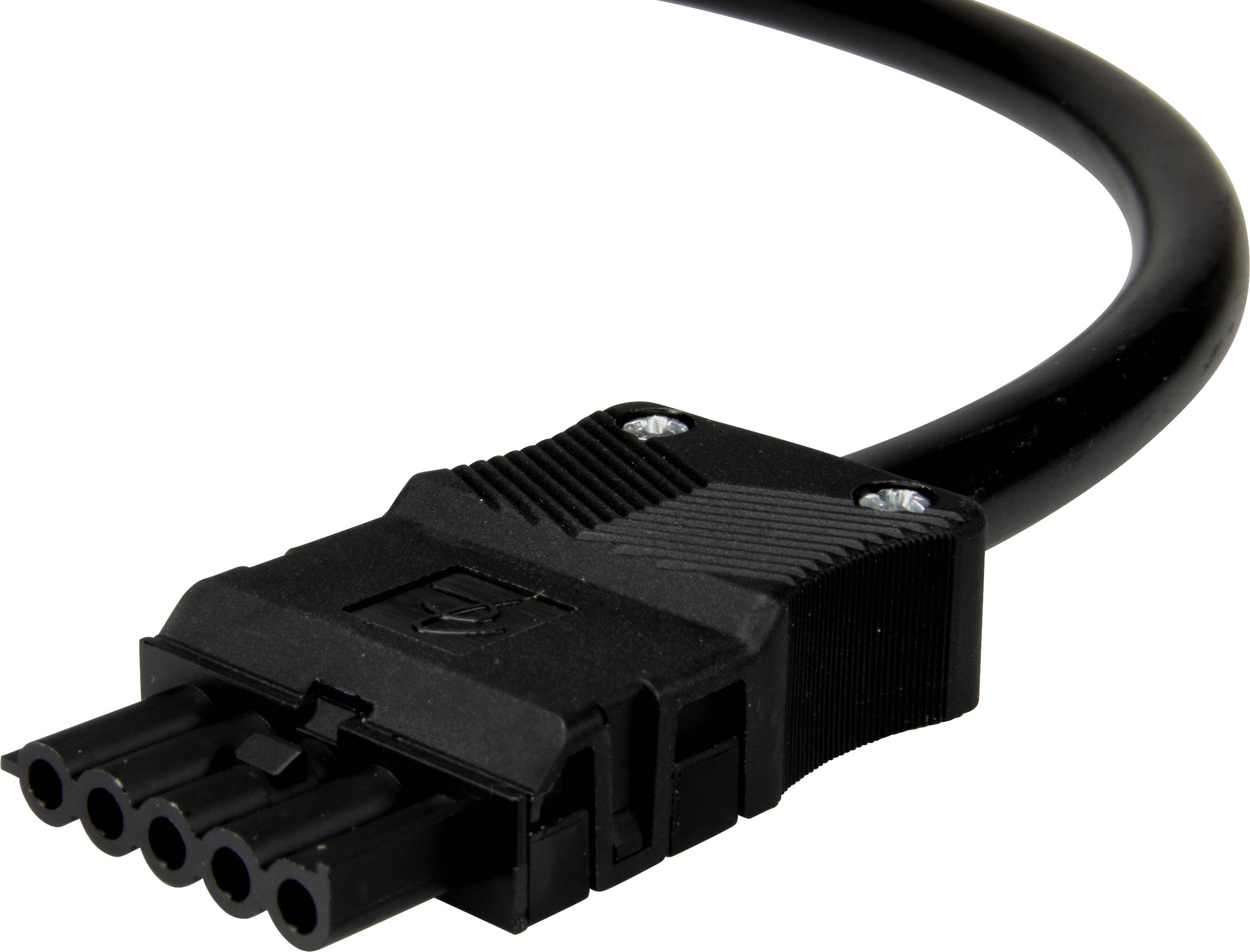 Adels-Contact 92846510 Netz-Anschlusskabel offene Kabelenden - Netz-Buchse Gesamtpolzahl: 4 + PE Schwarz 1.00m 30St.