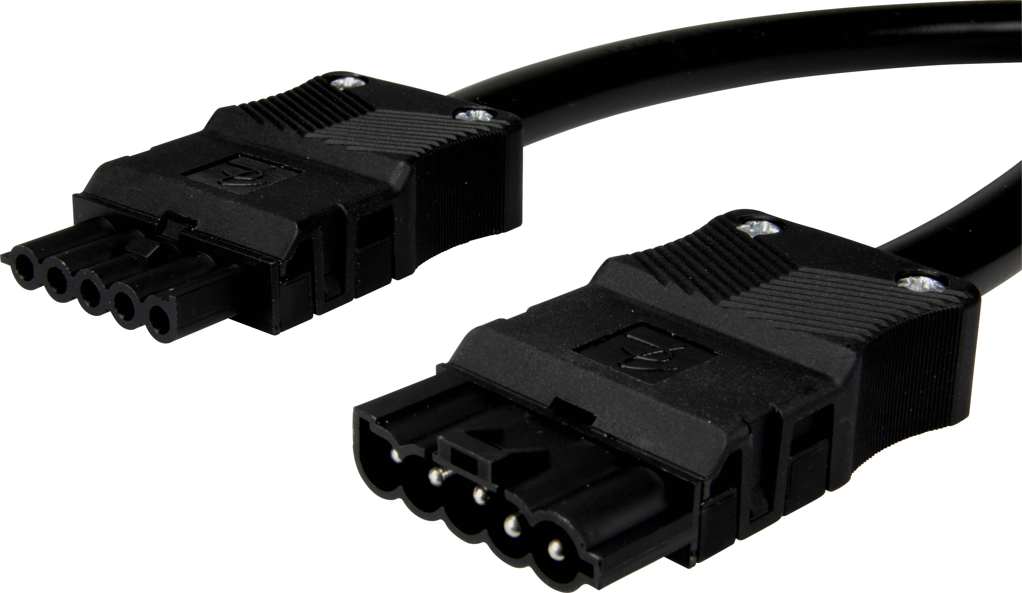 Adels-Contact 92876510 Netz-Anschlusskabel Netz-Stecker - Netz-Buchse Gesamtpolzahl: 4 + PE Schwarz 1.00m 30St.