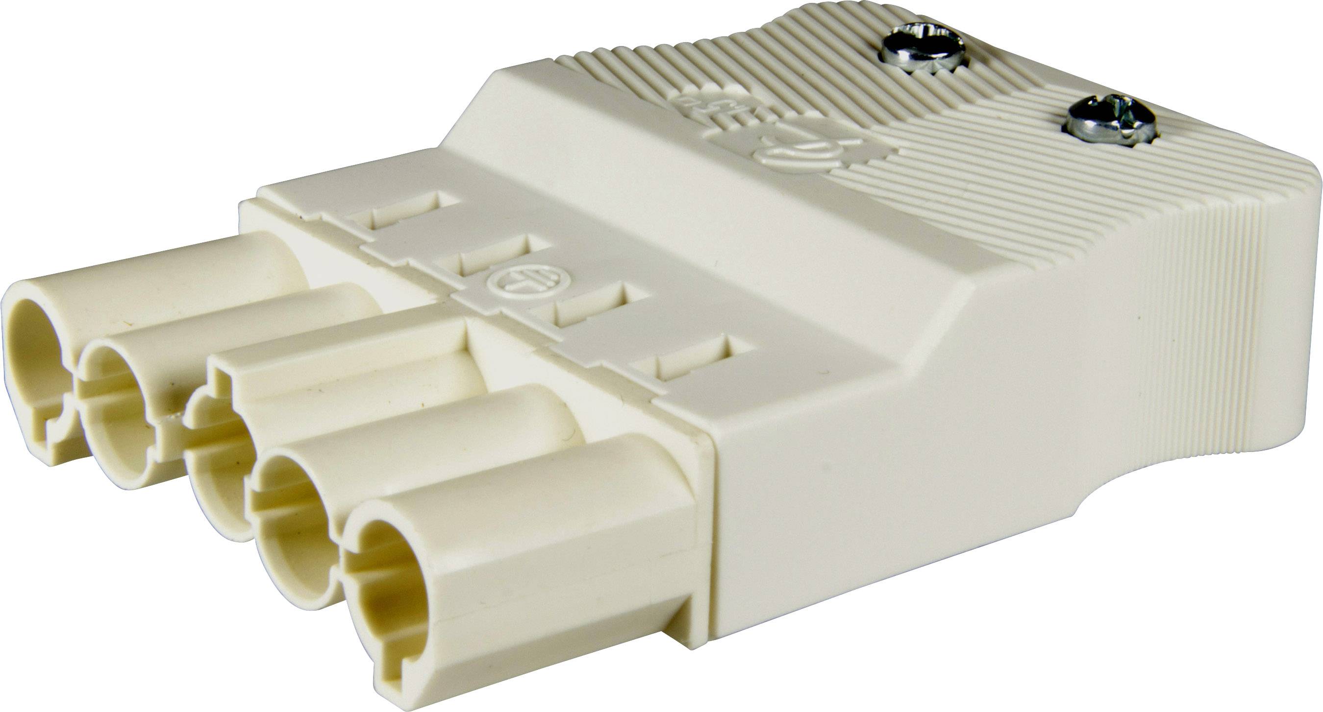 Adels-Contact 23922 Netz-Steckverbinder Stecker, gerade Gesamtpolzahl: 5 + PE 20A Weiß 100St.