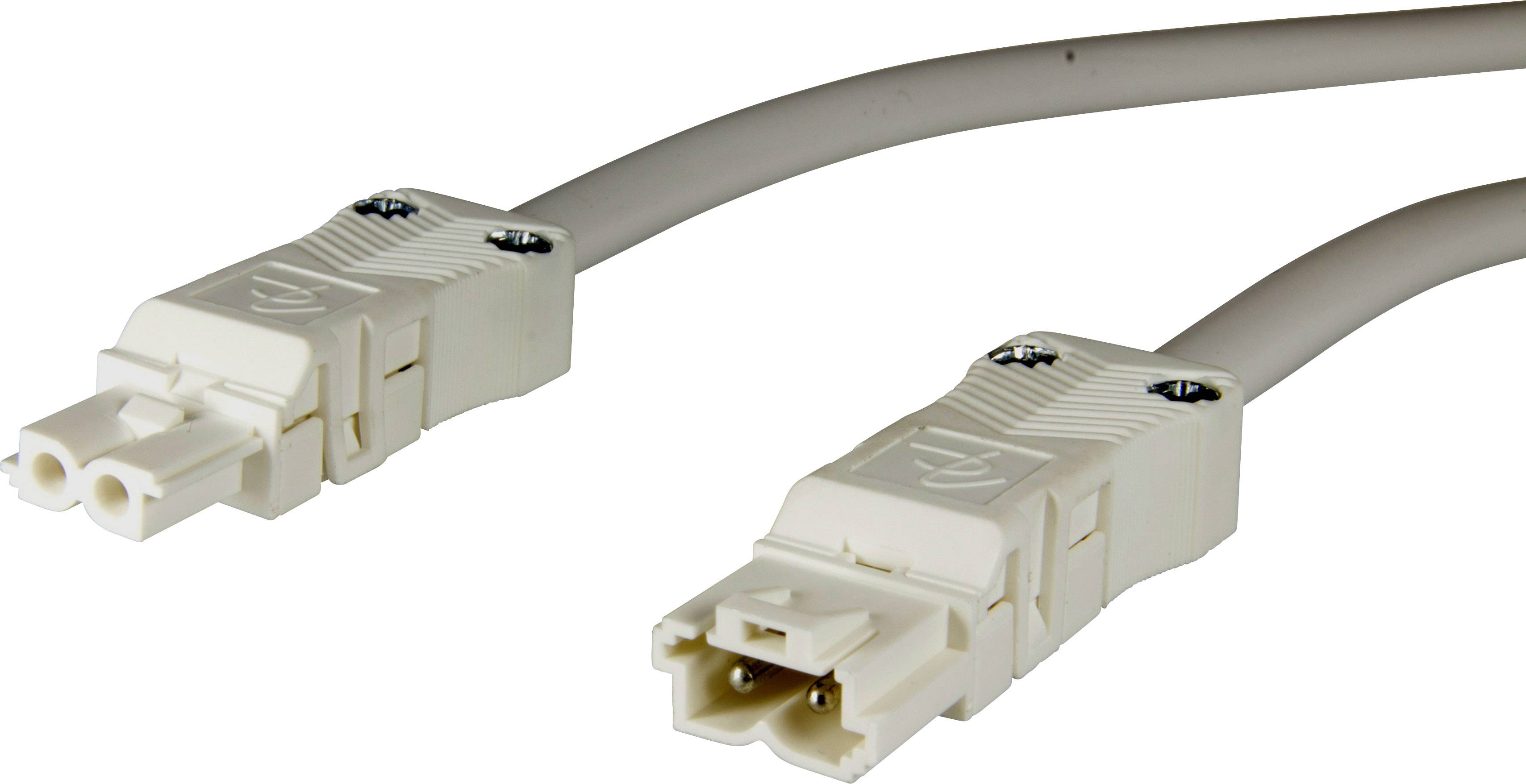 Adels-Contact 14875220 Netz-Anschlusskabel Netz-Stecker - Netz-Buchse Gesamtpolzahl: 2 Weiß 2.00m 50St.