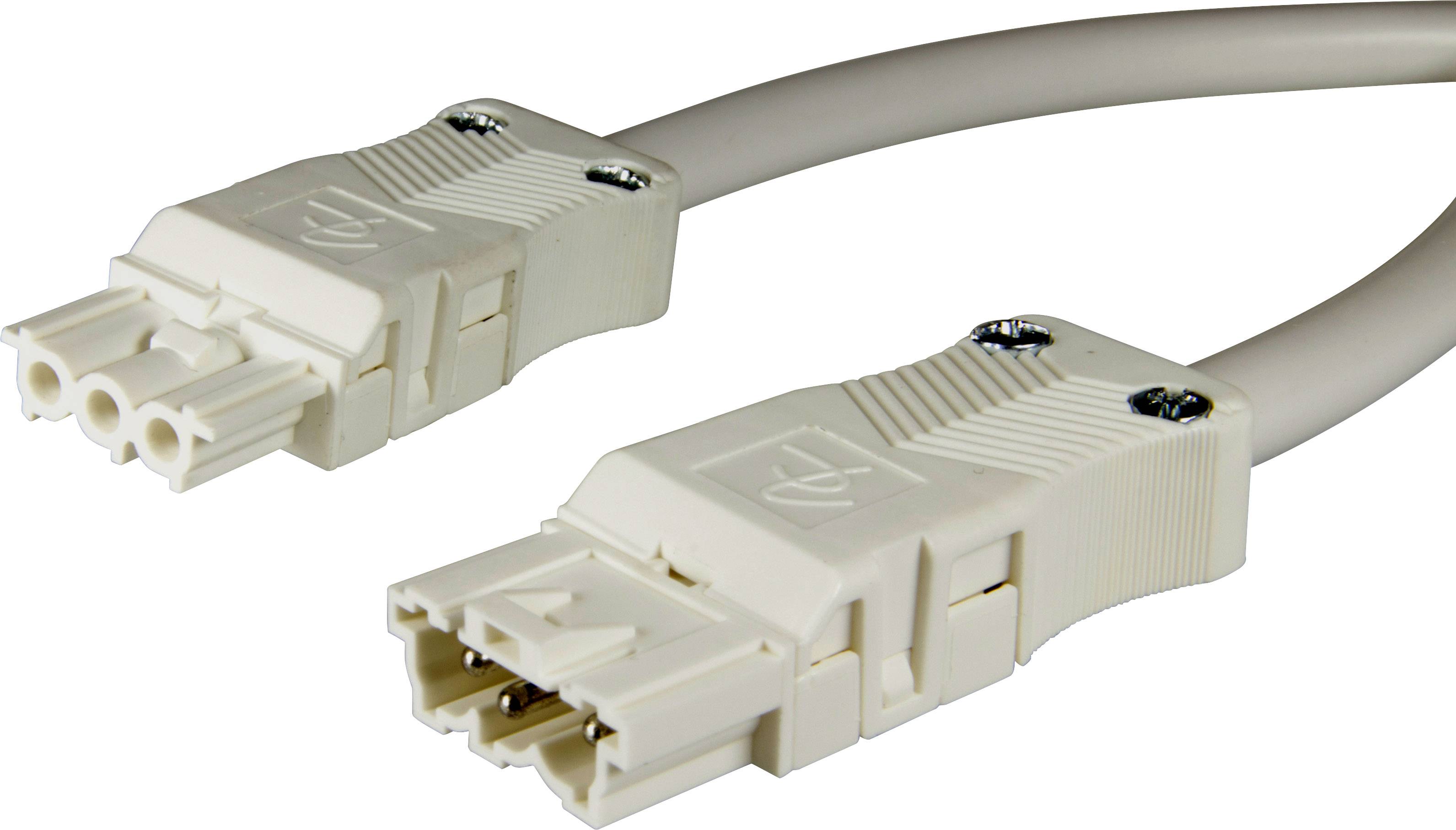 Adels-Contact 14875340 Netz-Anschlusskabel Netz-Stecker - Netz-Buchse Gesamtpolzahl: 2 + PE Weiß 4.00m 25St.