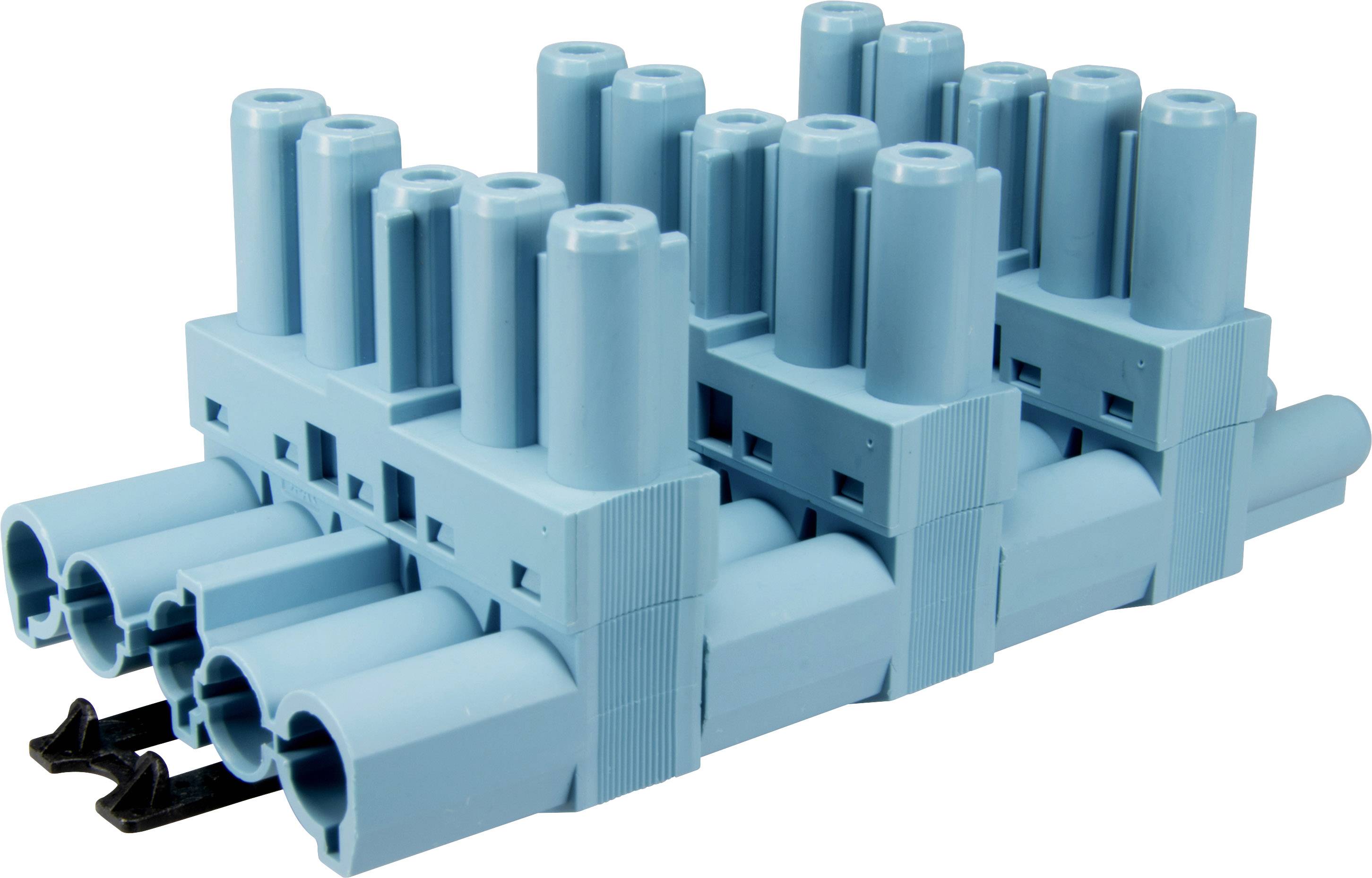 Adels-Contact 18091 T-Verteiler T-Verteiler Gesamtpolzahl: 5 + PE 20A Pastell-Blau 50St.