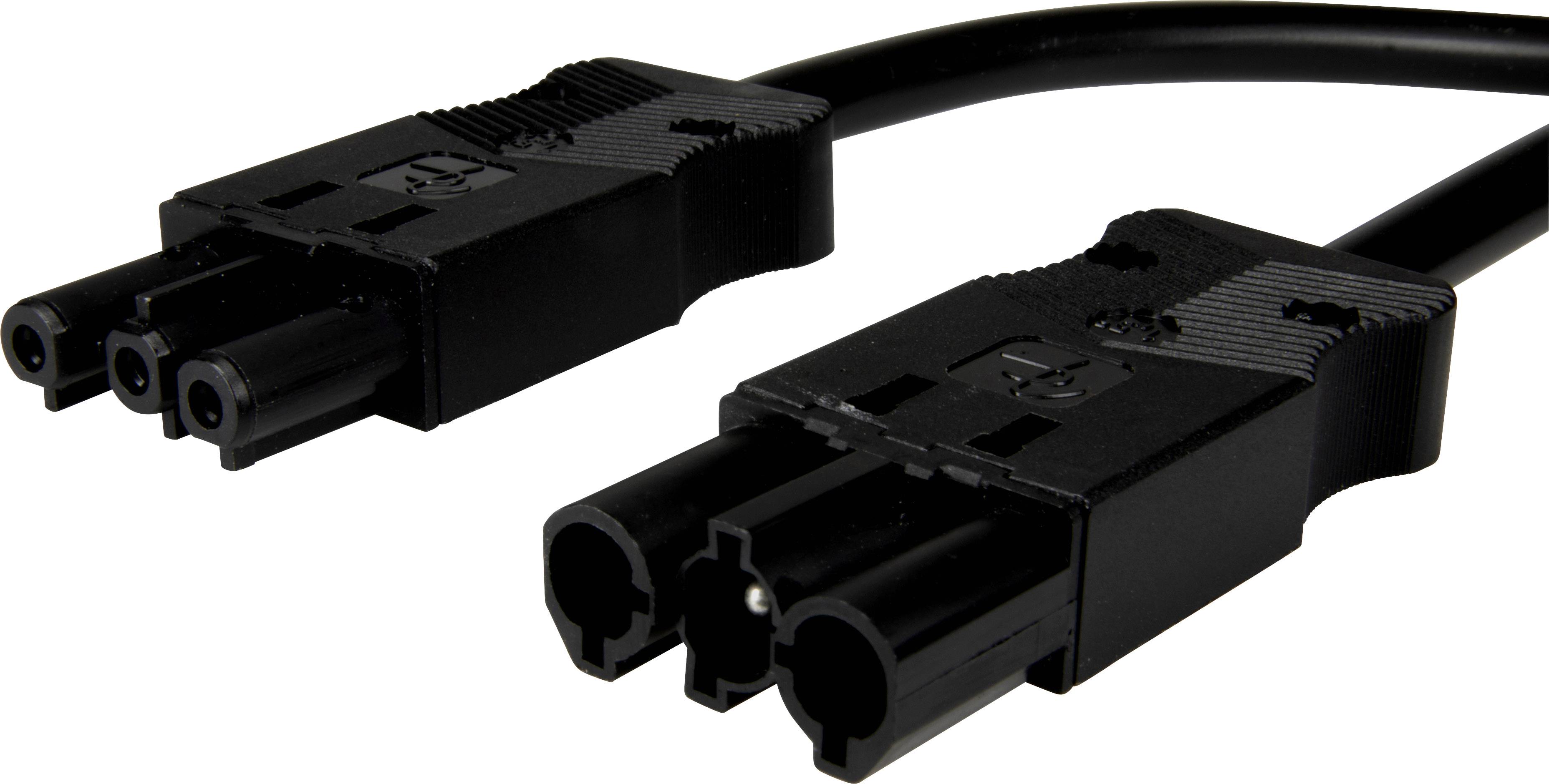 Adels-Contact 16476330 Netz-Anschlusskabel Netz-Stecker - Netz-Buchse Gesamtpolzahl: 2 + PE Schwarz 3.00m 25St.