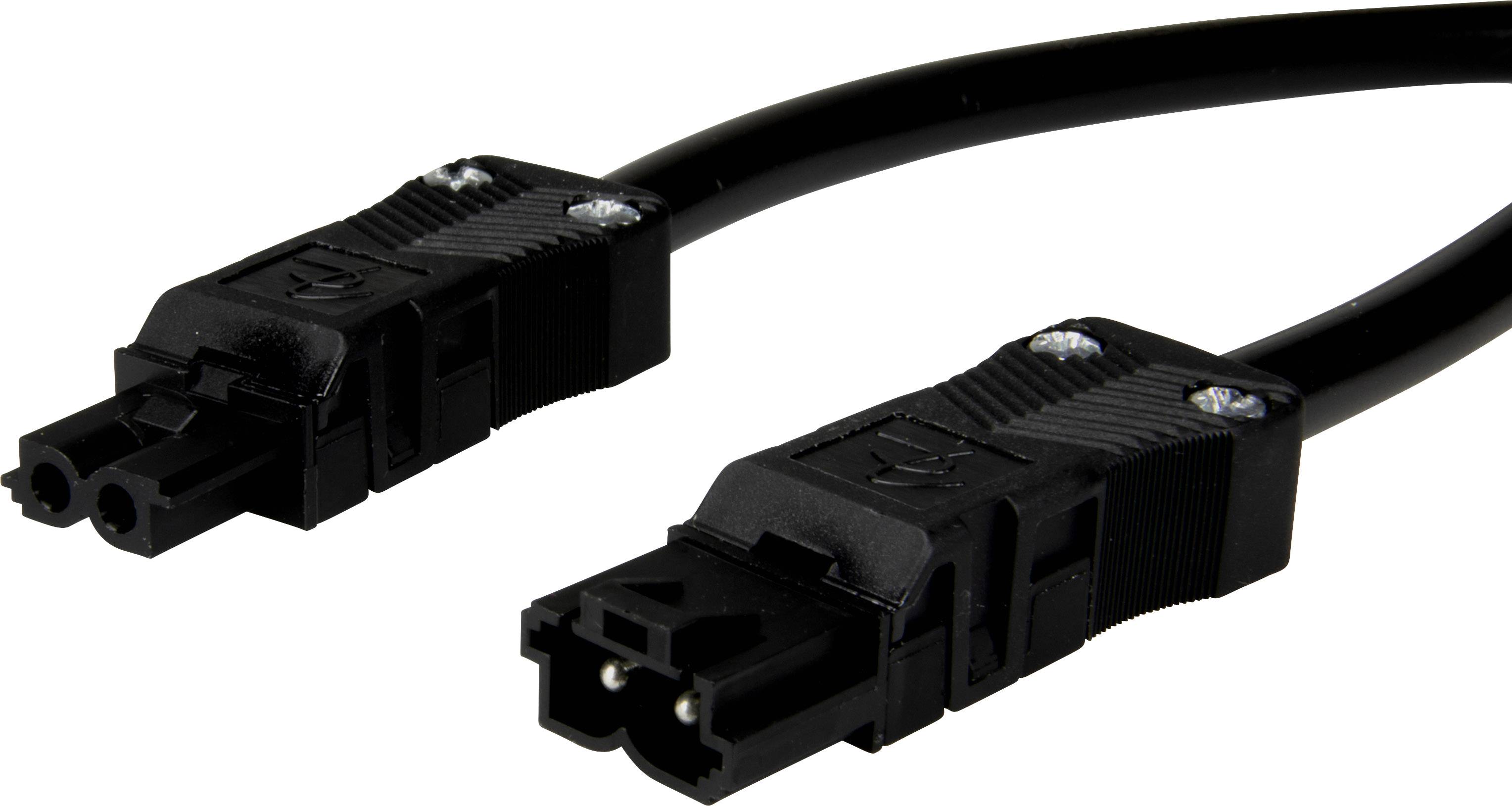 Adels-Contact 92876240 Netz-Anschlusskabel Netz-Stecker - Netz-Buchse Gesamtpolzahl: 2 Schwarz 4.00m 25St.