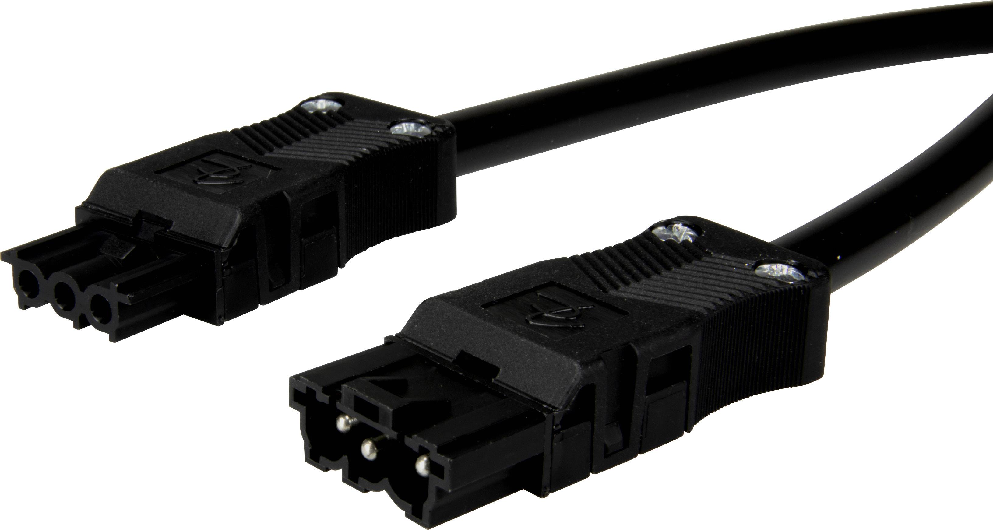 Adels-Contact 14876340 Netz-Anschlusskabel Netz-Stecker - Netz-Buchse Gesamtpolzahl: 2 + PE Schwarz 4.00m 25St.