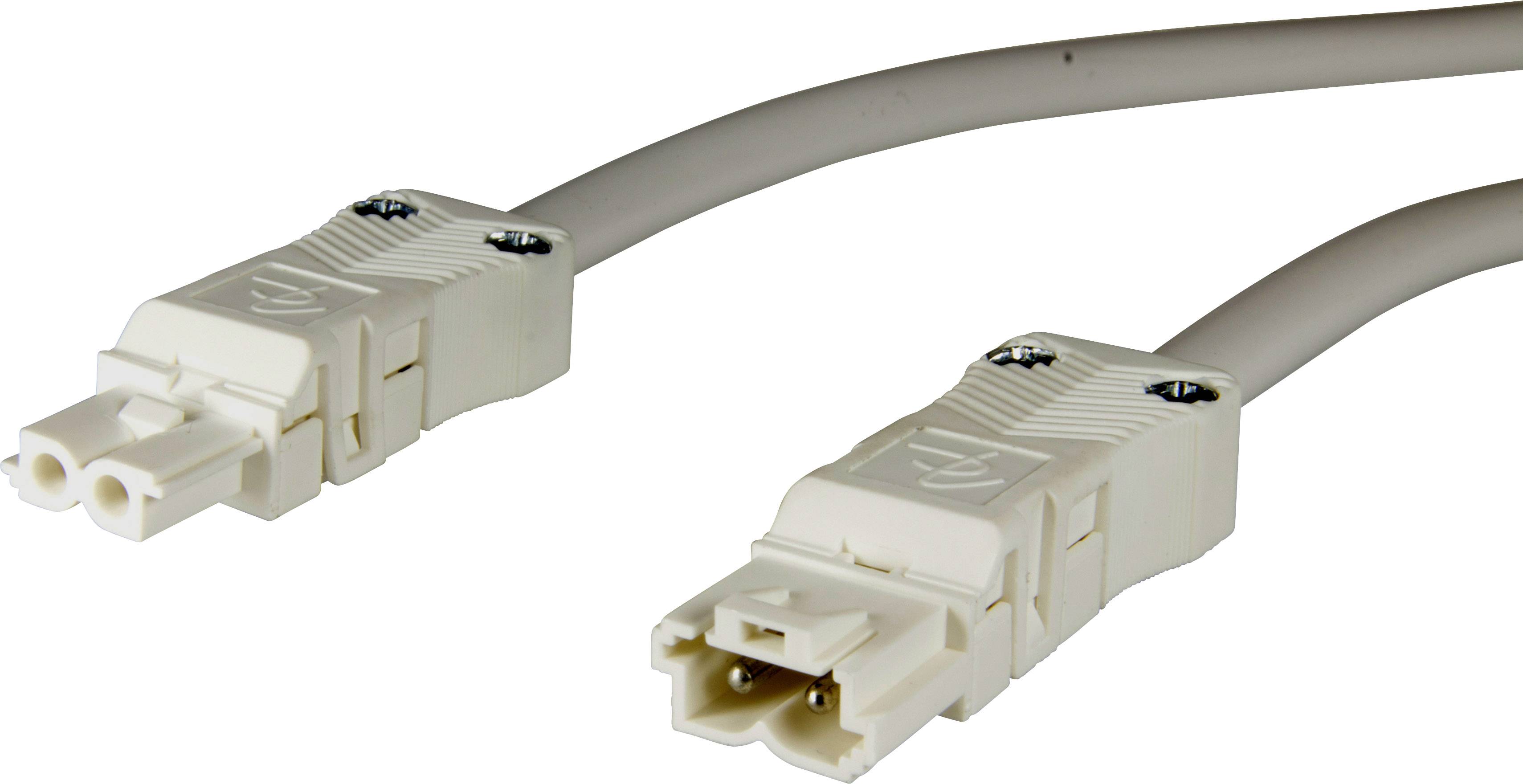 Adels-Contact 92875230 Netz-Anschlusskabel Netz-Stecker - Netz-Buchse Gesamtpolzahl: 2 Weiß 3.00m 25St.