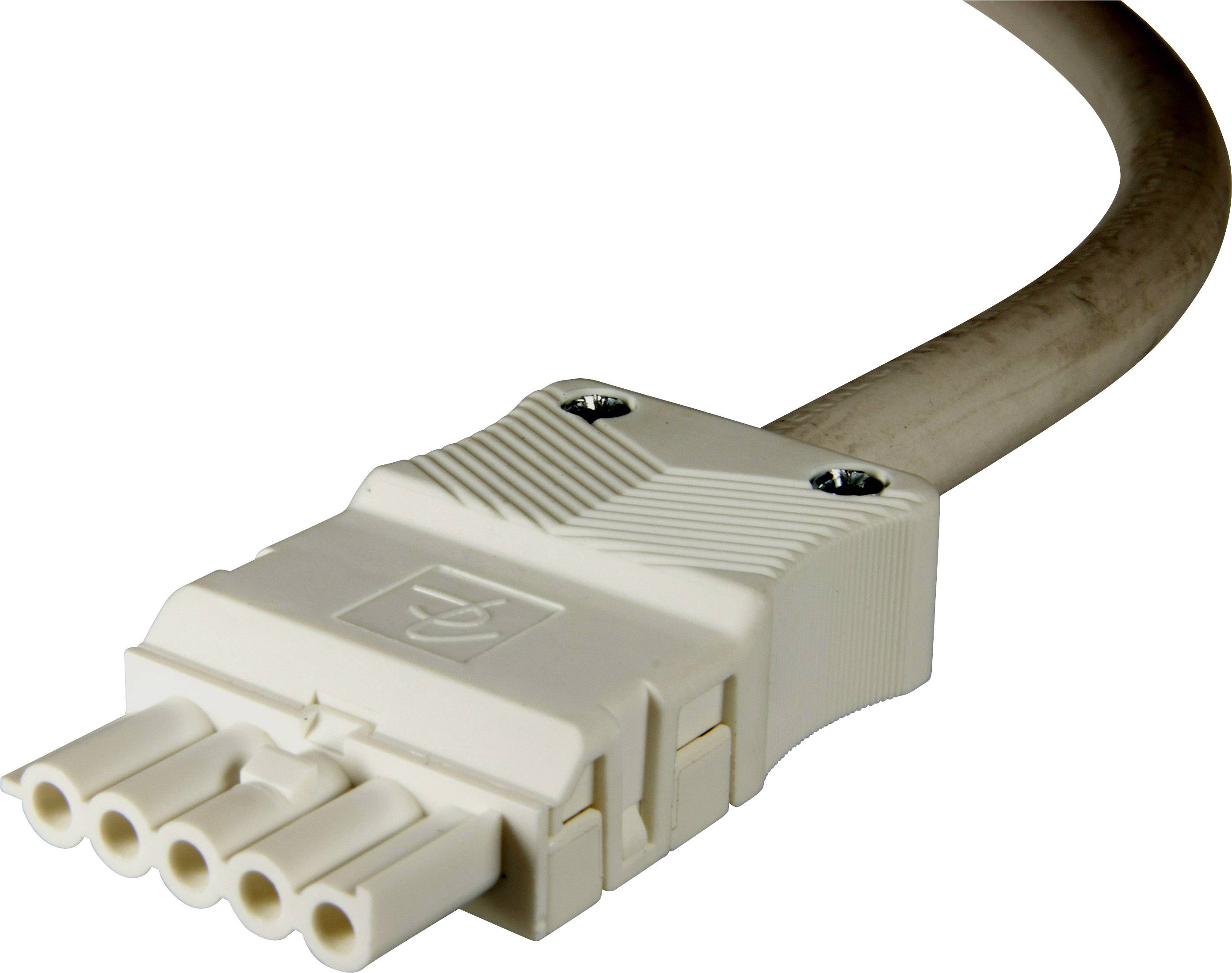 Adels-Contact 92845510 Netz-Anschlusskabel offene Kabelenden - Netz-Buchse Gesamtpolzahl: 4 + PE Weiß 1.00m 30St.