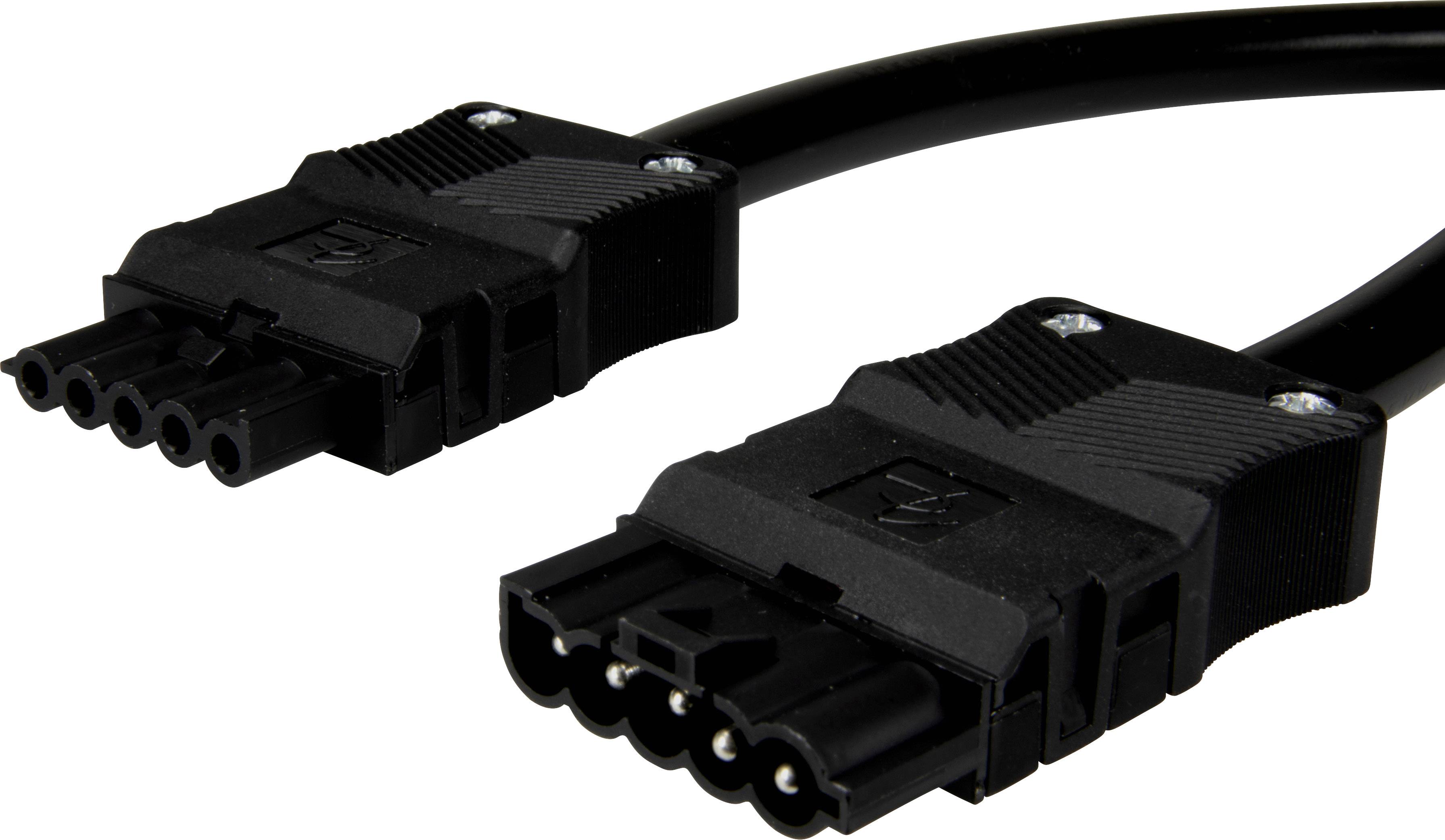 Adels-Contact 14876520 Netz-Anschlusskabel Netz-Stecker - Netz-Buchse Gesamtpolzahl: 4 + PE Schwarz 2.00m 20St.