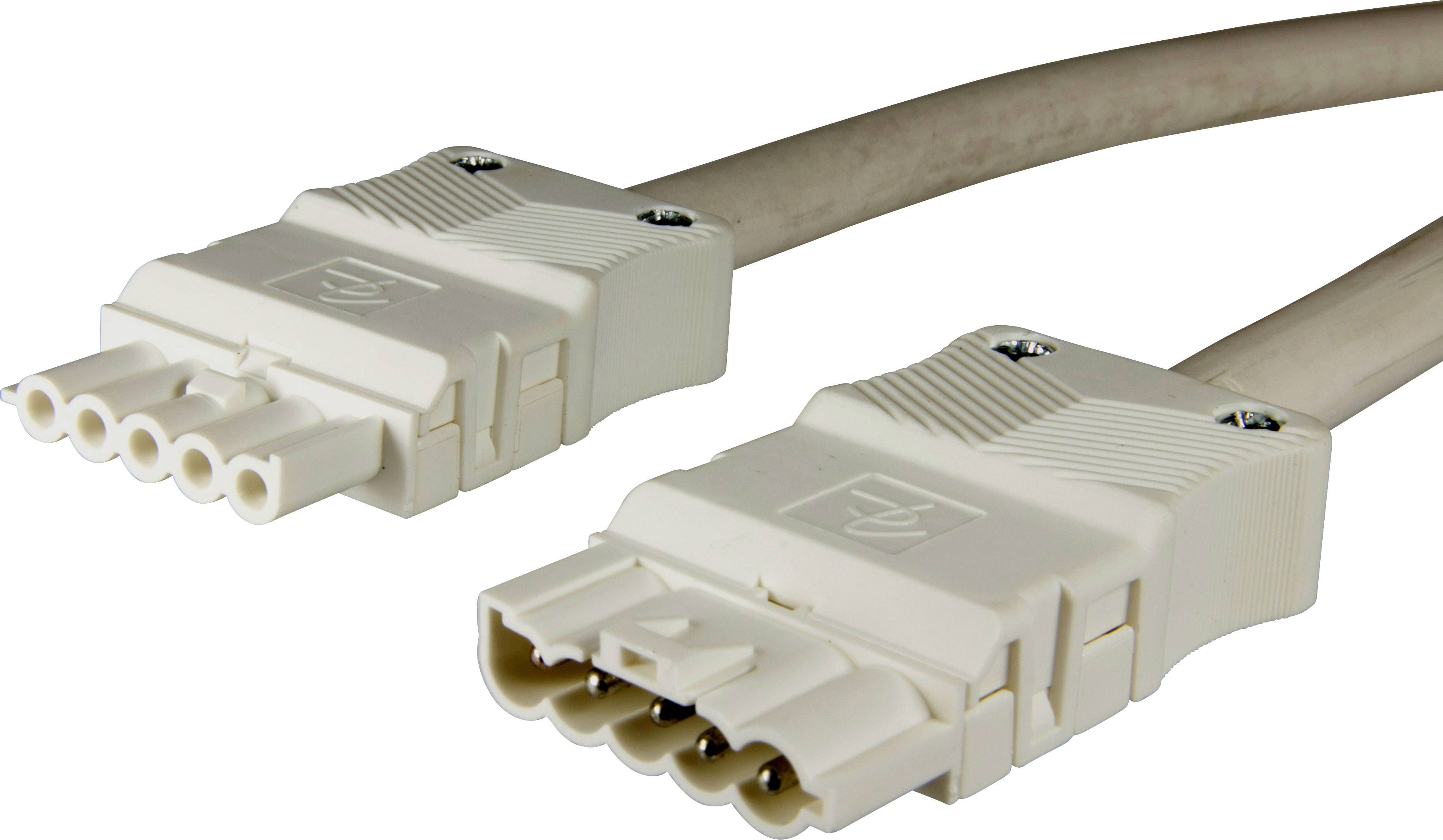 Adels-Contact 14875520 Netz-Anschlusskabel Netz-Stecker - Netz-Buchse Gesamtpolzahl: 4 + PE Weiß 2.00m 20St.