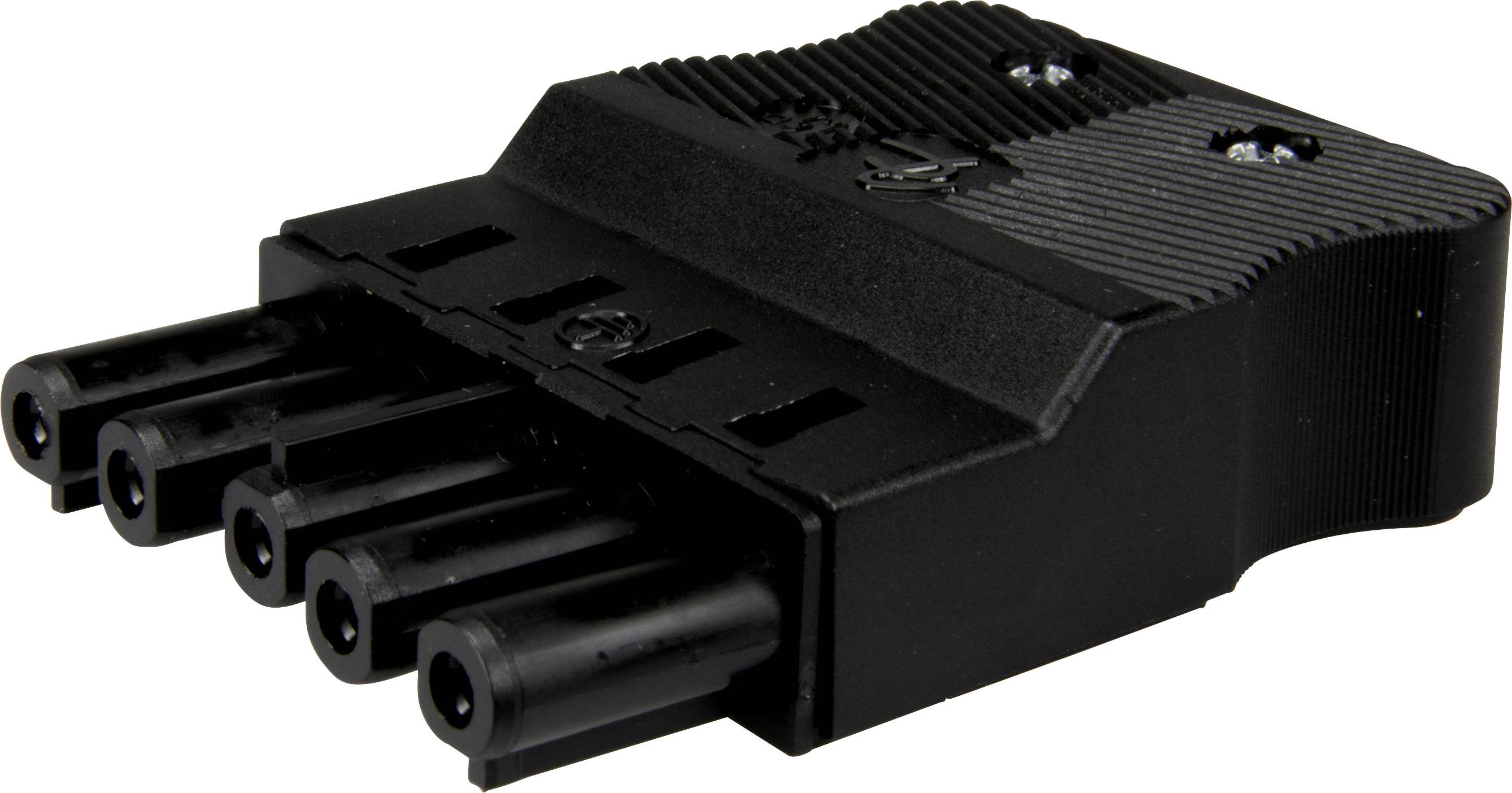Adels-Contact 23846 Netz-Steckverbinder Buchse, gerade Gesamtpolzahl: 5 + PE 20A Schwarz 100St.