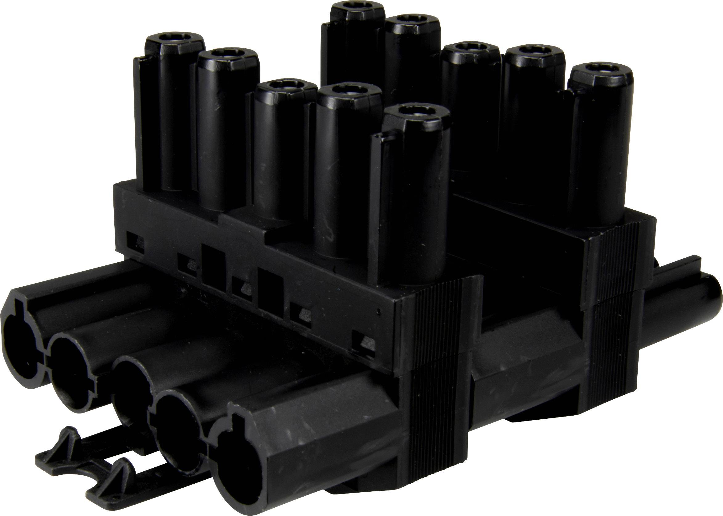 Adels-Contact 18089 T-Verteiler T-Verteiler Gesamtpolzahl: 5 + PE 20A Schwarz 50St.
