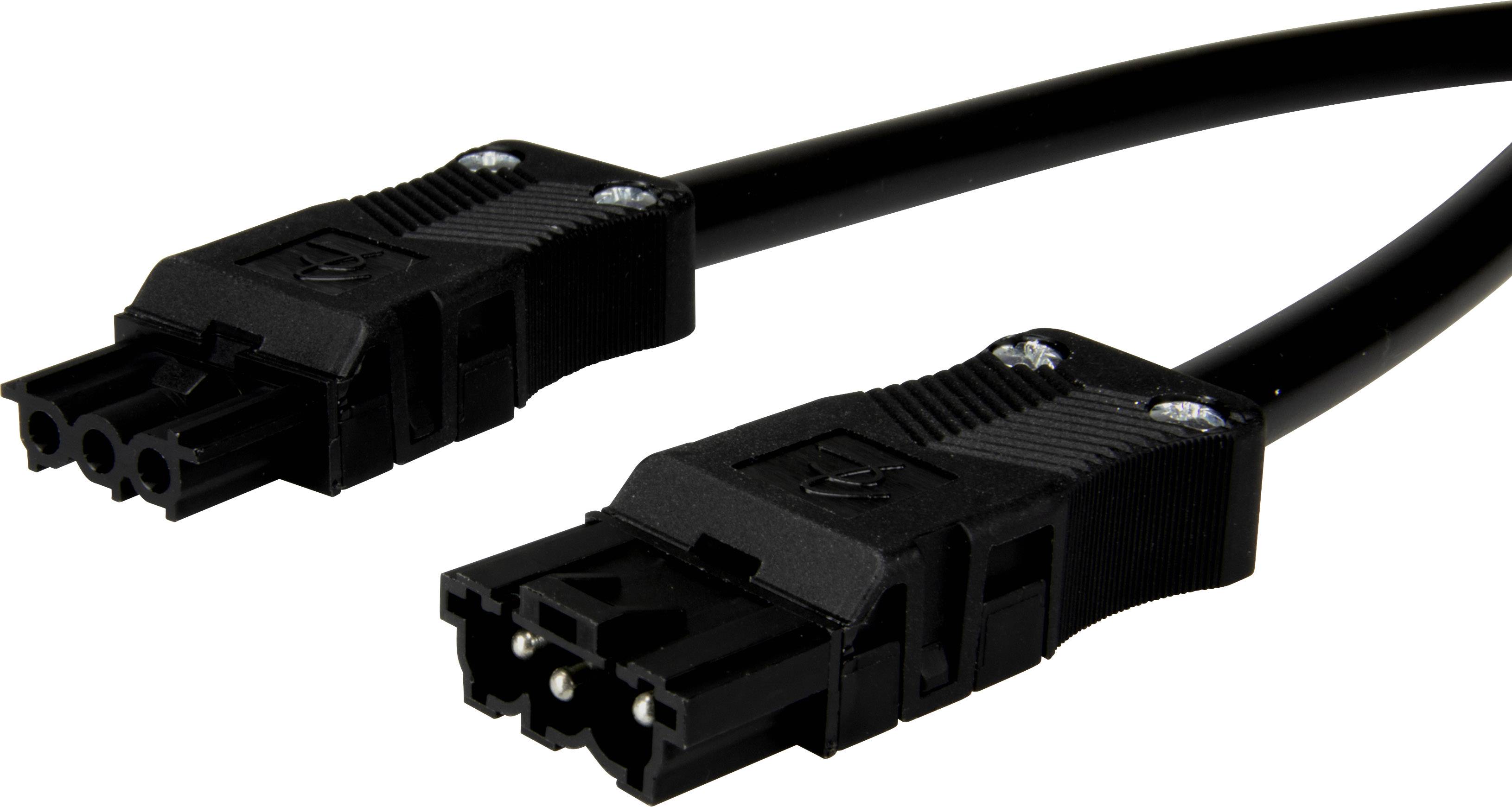 Adels-Contact 14876320 Netz-Anschlusskabel Netz-Stecker - Netz-Buchse Gesamtpolzahl: 2 + PE Schwarz 2.00m 50St.