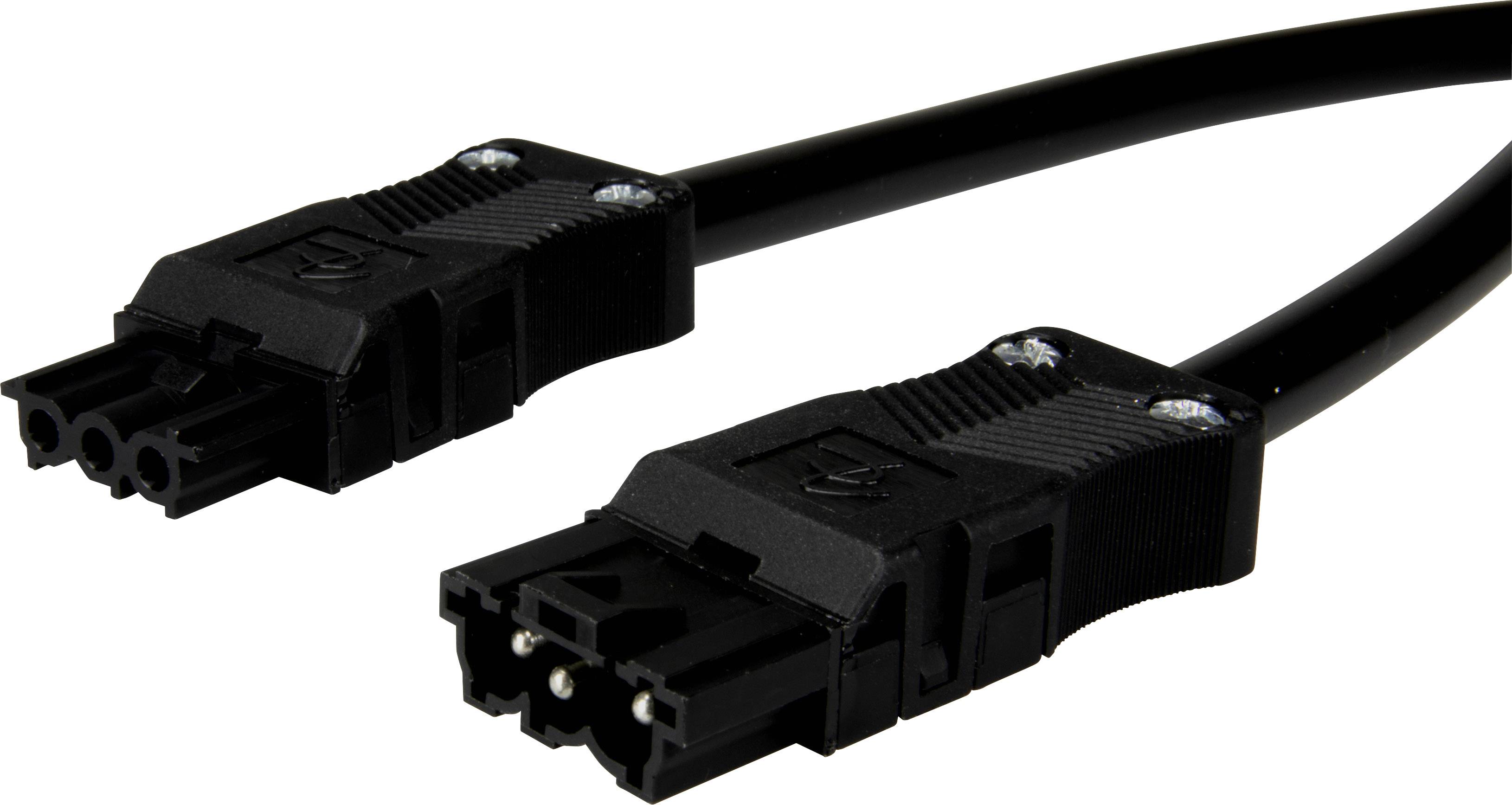 Adels-Contact 92876340 Netz-Anschlusskabel Netz-Stecker - Netz-Buchse Gesamtpolzahl: 2 + PE Schwarz 4.00m 25St.