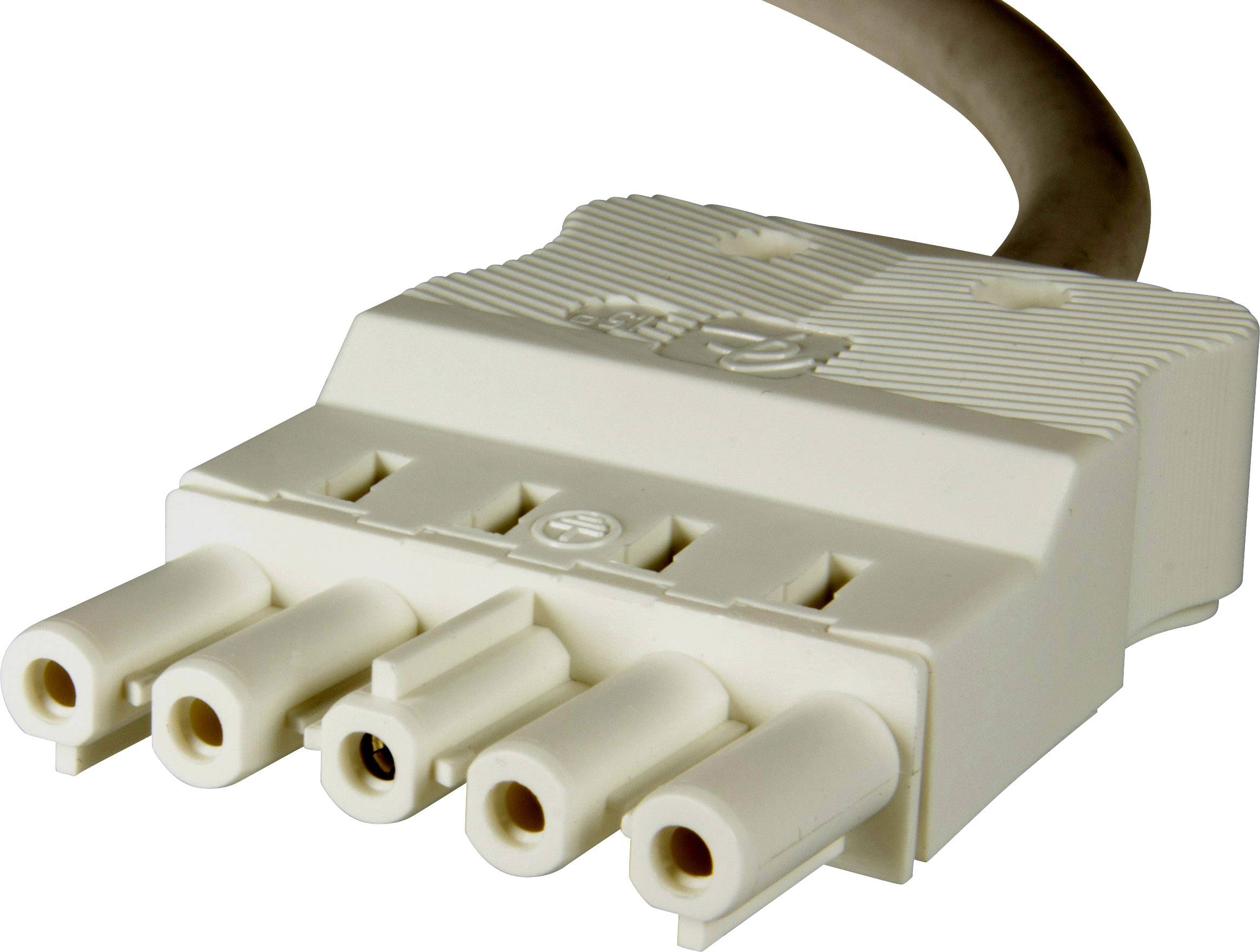 Adels-Contact 96595505 Netz-Anschlusskabel offene Kabelenden - Netz-Buchse Gesamtpolzahl: 4 + PE Weiß 0.50m 30St.