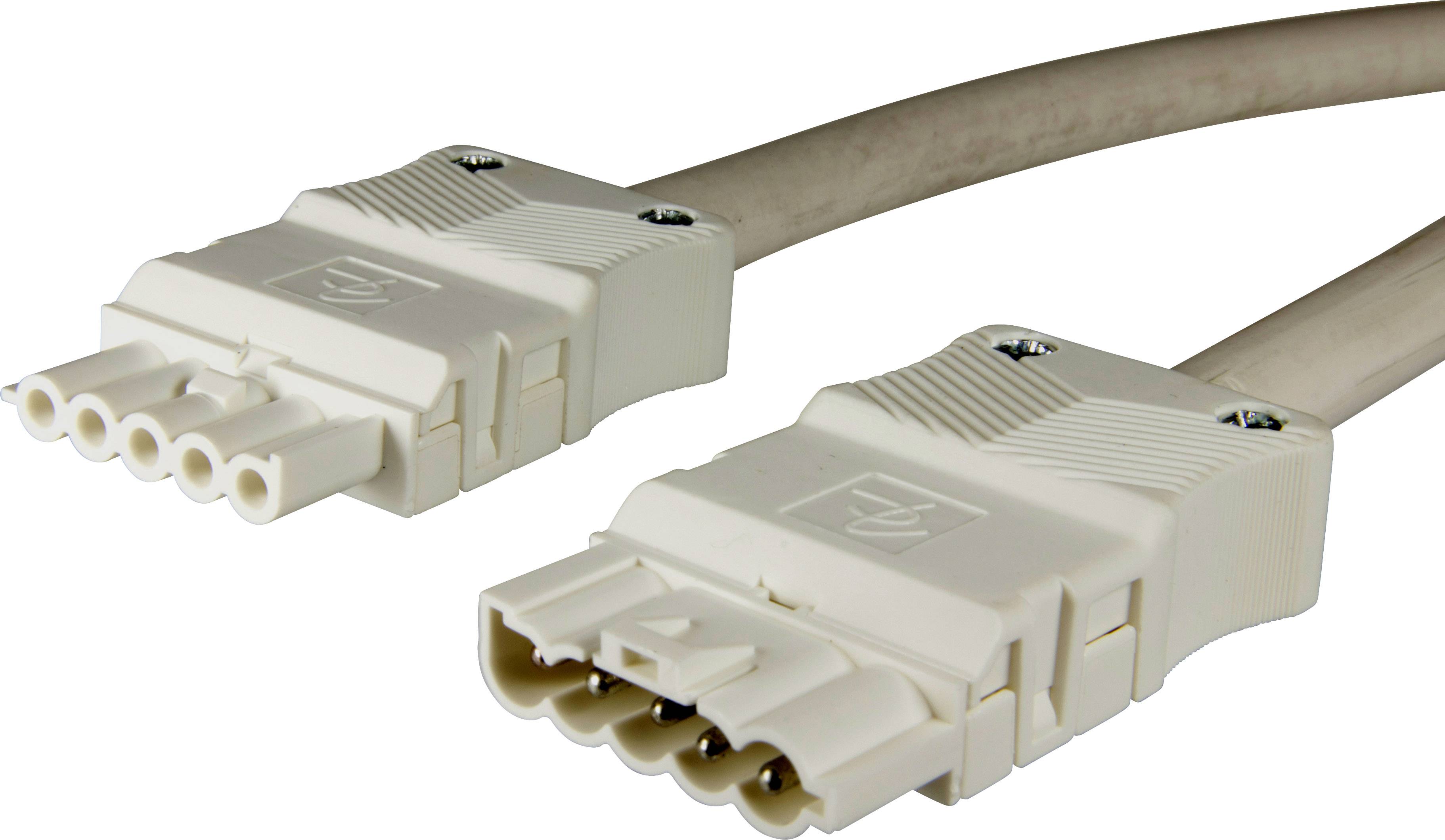 Adels-Contact 92875510 Netz-Anschlusskabel Netz-Stecker - Netz-Buchse Gesamtpolzahl: 4 + PE Weiß 1.00m 30St.