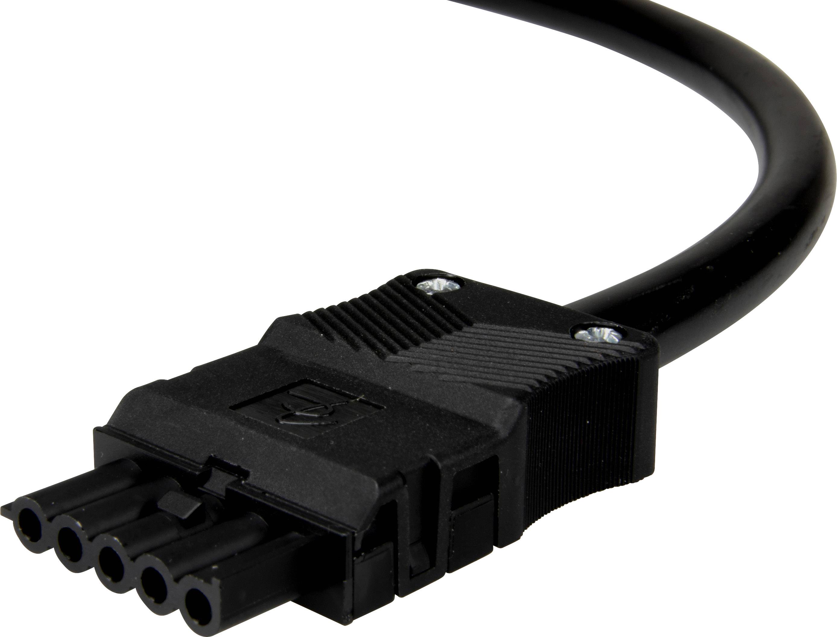 Schwarzes Ladekabel mit mehrpoligem Stecker, typischerweise für Elektrofahrzeuge verwendet.