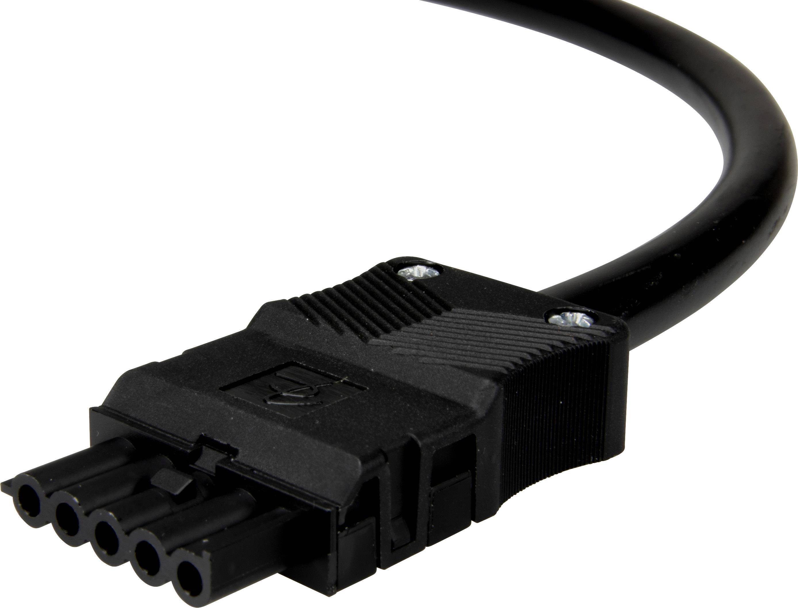 Adels-Contact 14846530 Netz-Anschlusskabel offene Kabelenden - Netz-Buchse Gesamtpolzahl: 4 + PE Schwarz 3.00m 15St.