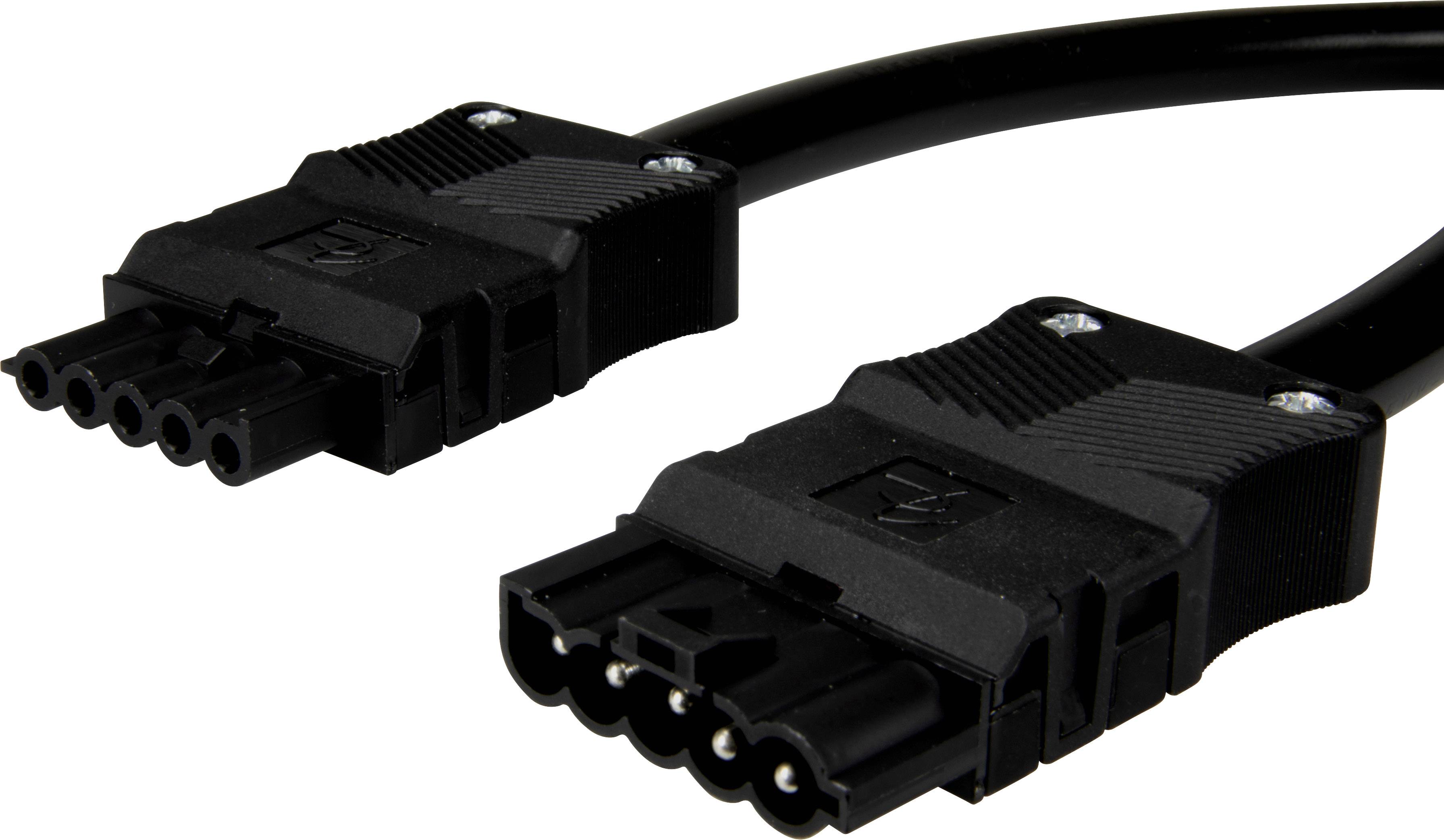 Adels-Contact 14876540 Netz-Anschlusskabel Netz-Stecker - Netz-Buchse Gesamtpolzahl: 4 + PE Schwarz 4.00m 10St.