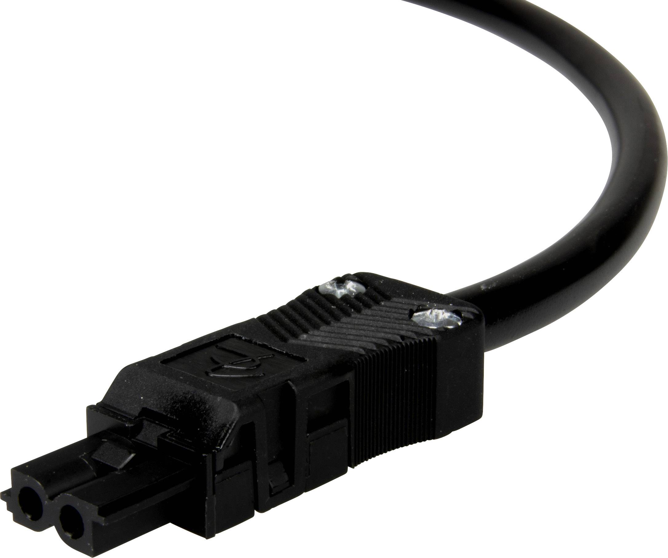 Adels-Contact 92846205 Netz-Anschlusskabel offene Kabelenden - Netz-Buchse Gesamtpolzahl: 2 Schwarz 0.50m 75St.