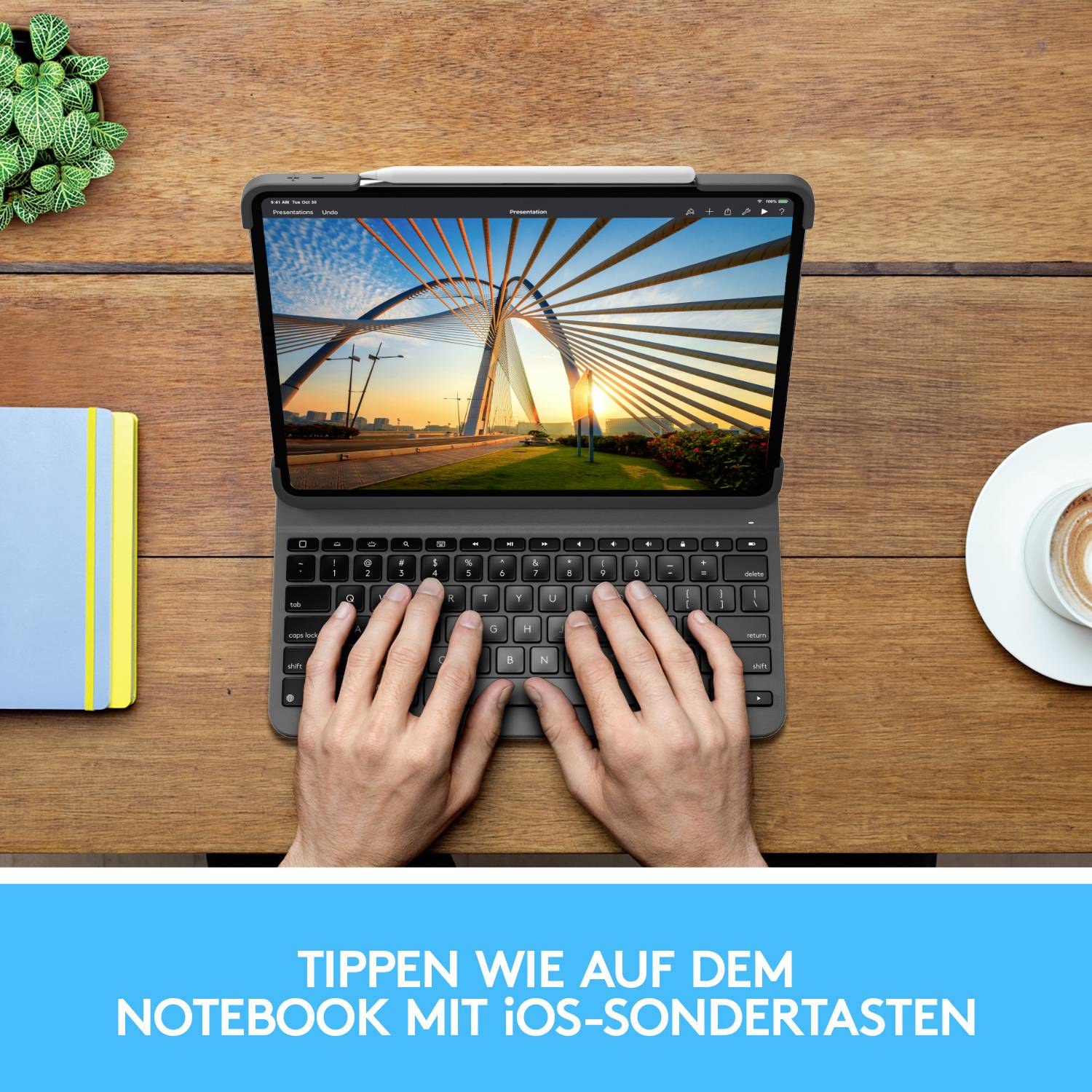 Logitech Slim Folio Pro Tablet-Tastatur mit BookCover Passend für Marke (Tablet): Apple iPad Pro 12.9 (3.Generation), iPad Pro 12