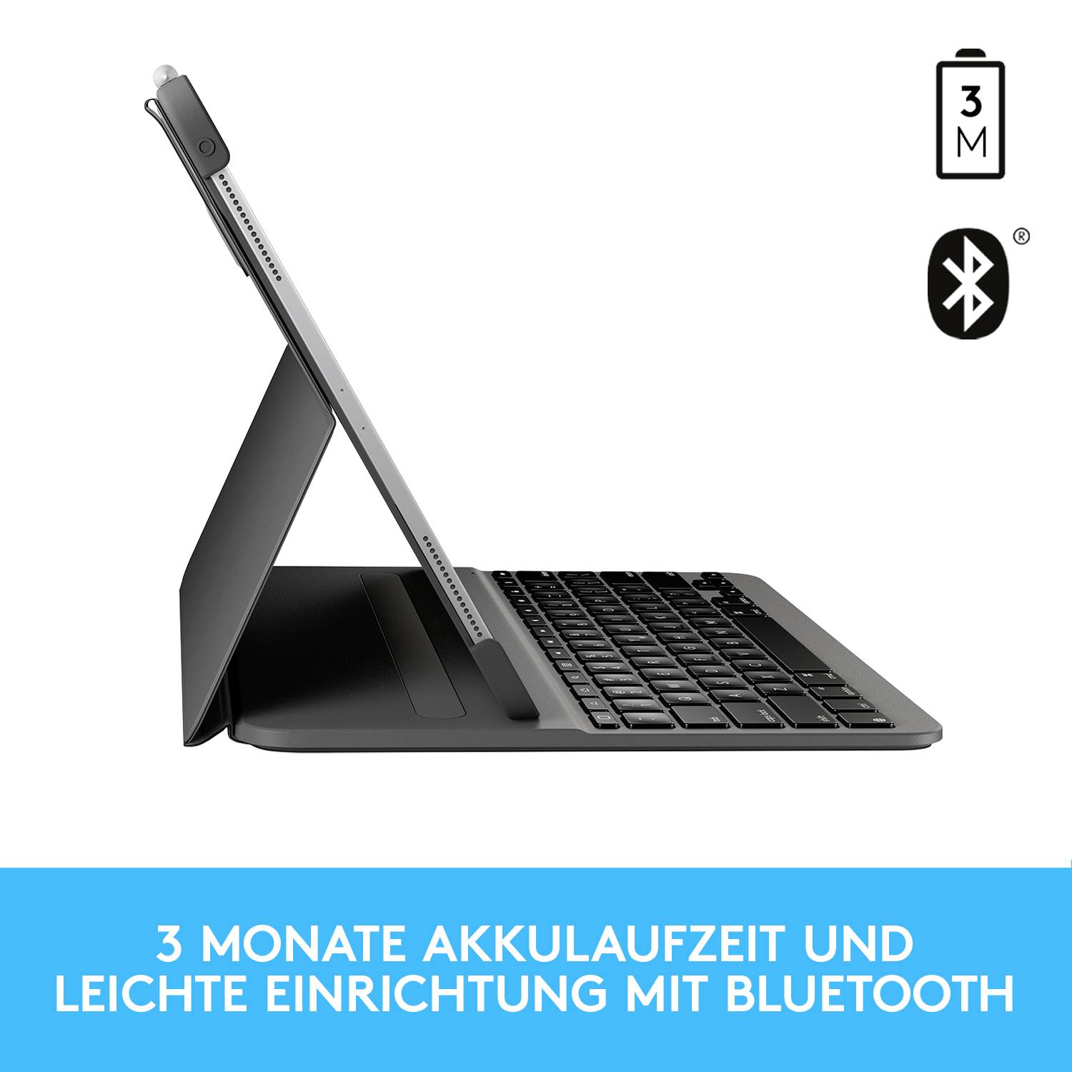 Logitech Slim Folio Pro Tablet-Tastatur mit BookCover Passend für Marke (Tablet): Apple iPad Pro 12