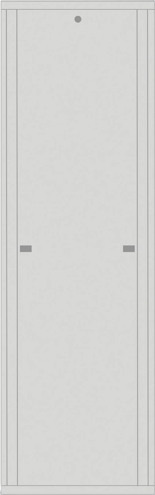Graues, schmales Paneel mit kleinen Rechtecken in der Mitte und oben. Es hat vertikale Linien als dekorative Details.