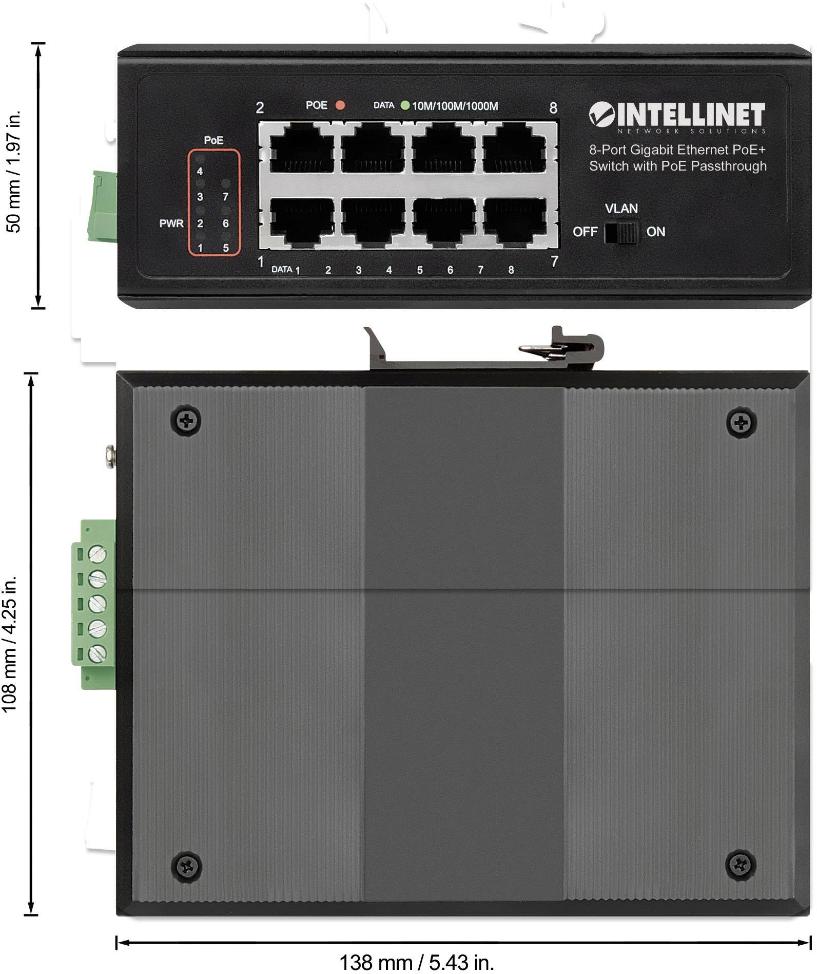 Intellinet 561264 Netzwerk Switch 10 / 100 / 1000 MBit/s IEEE 802.3af (12.95 W), IEEE 802.3at (25.5 W)