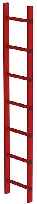 Rote Leiter mit sechs Sprossen