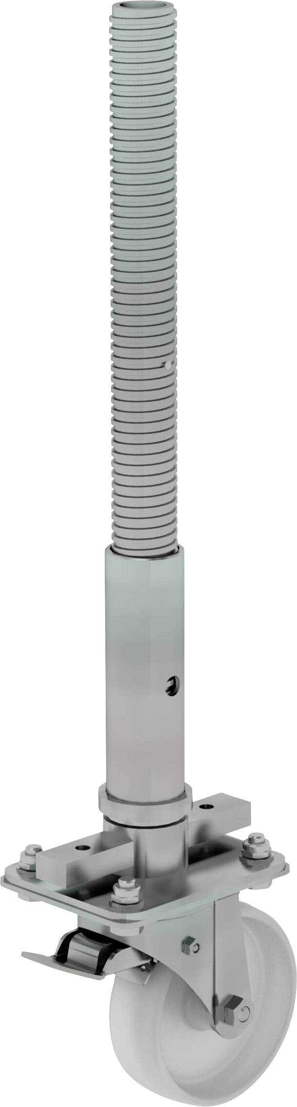 Drehbares Möbelrad mit Gewindestange und Feststeller, für einfache Bewegung und Fixierung von Möbeln oder Geräten.