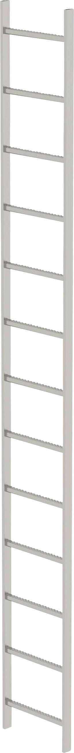Eine weiße Sprossenleiter mit zehn Sprossen.