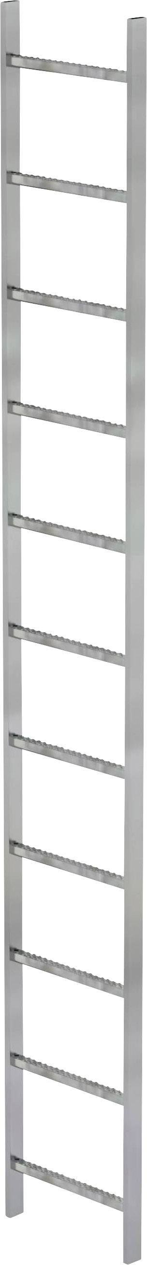 Metallleiter mit zehn Sprossen in vertikaler Ausrichtung, geeignet für Regale oder Etagenbetten.
