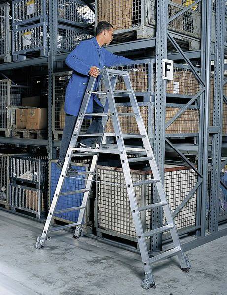 MUNK Günzburger Steigtechnik 41212 Aluminium Stufen-Stehleiter Arbeitshöhe (max.): 3m