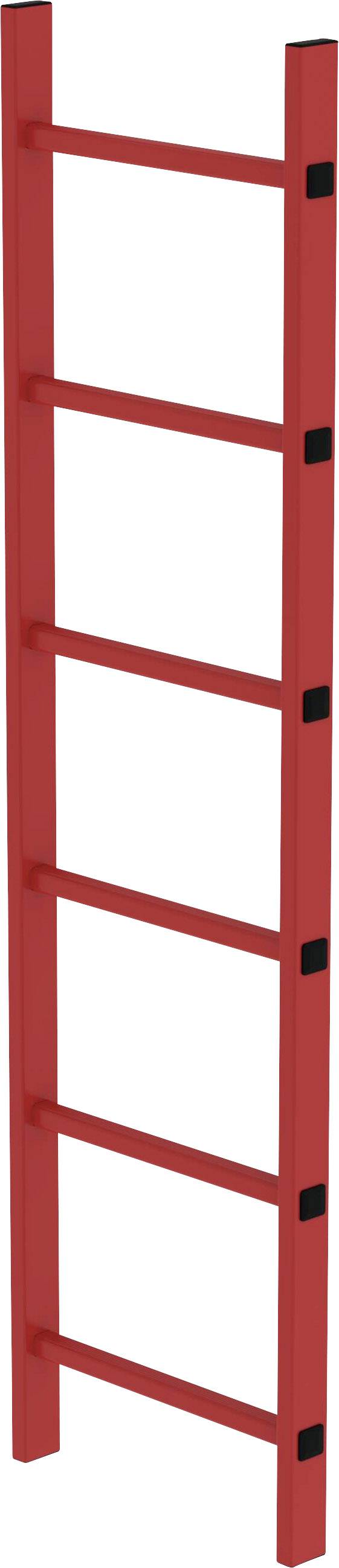 Rote, sechssprossige Leiter, stehend.