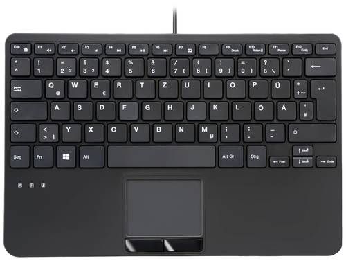 Perixx PERIBOARD-525 H DE USB Tastatur Deutsch, QWERTZ Schwarz USB-Hub, Touch-Oberfläche