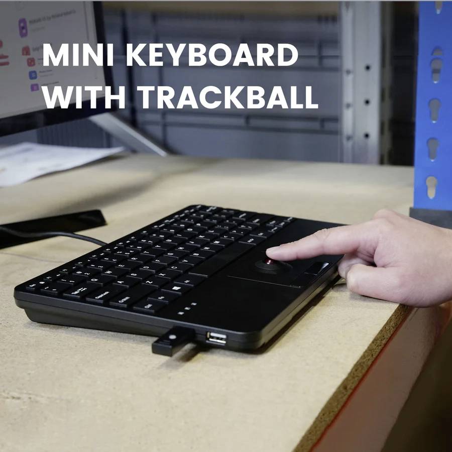 Perixx PERIBOARD-526 H DE USB Tastatur Deutsch, QWERTZ Schwarz USB-Hub, mit Trackball