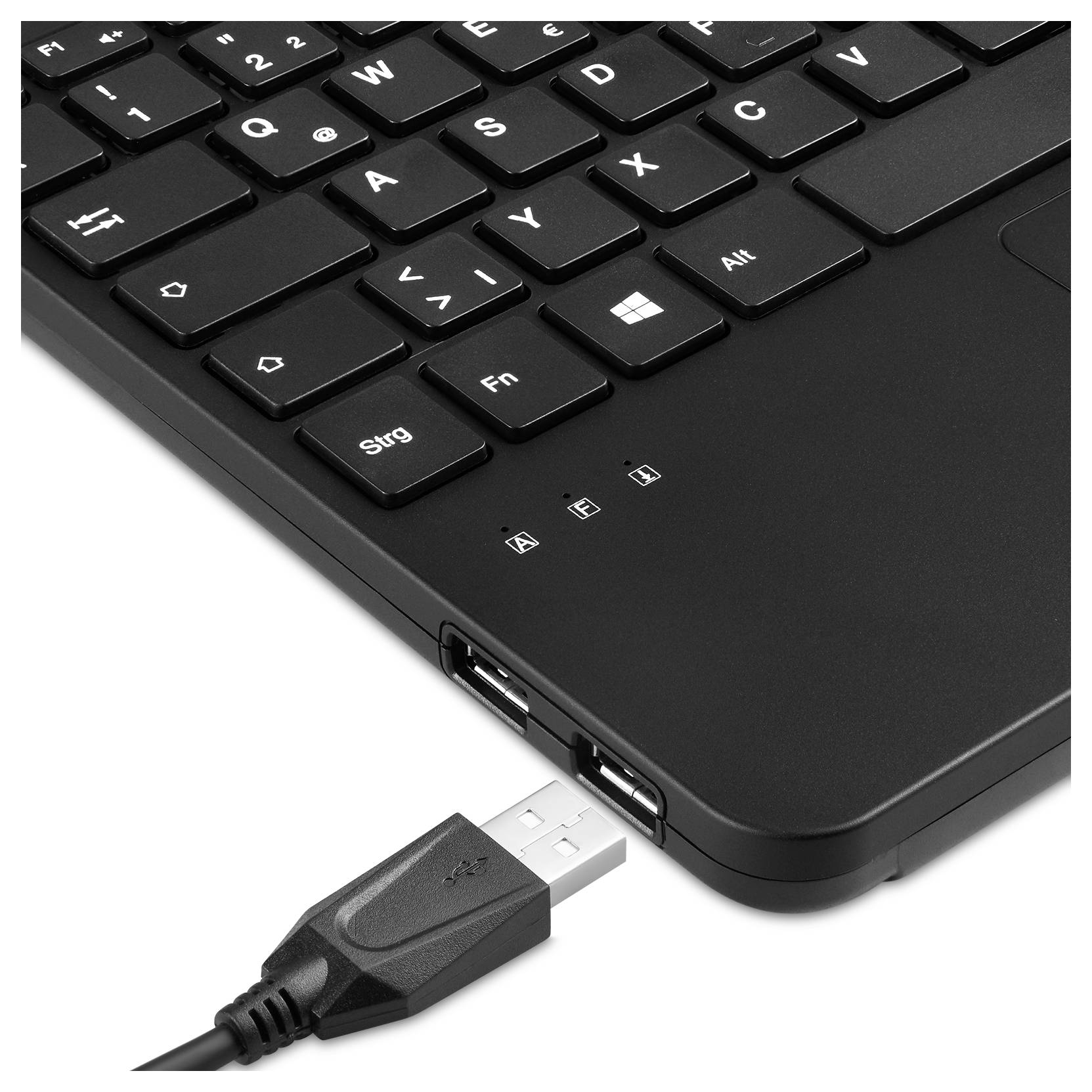 Perixx PERIBOARD-526 H DE USB Tastatur Deutsch, QWERTZ Schwarz USB-Hub, mit Trackball