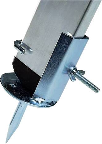 Metallpfostenhalterung mit rundem Flansch und Bolzen, geeignet für feste Installation in Boden oder Beton.