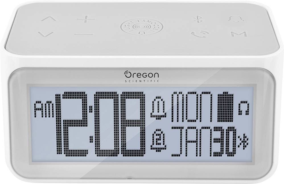 Ein digitaler Wecker mit der Zeit '2:08 am', zeigt Montag, den 30. Januar an.