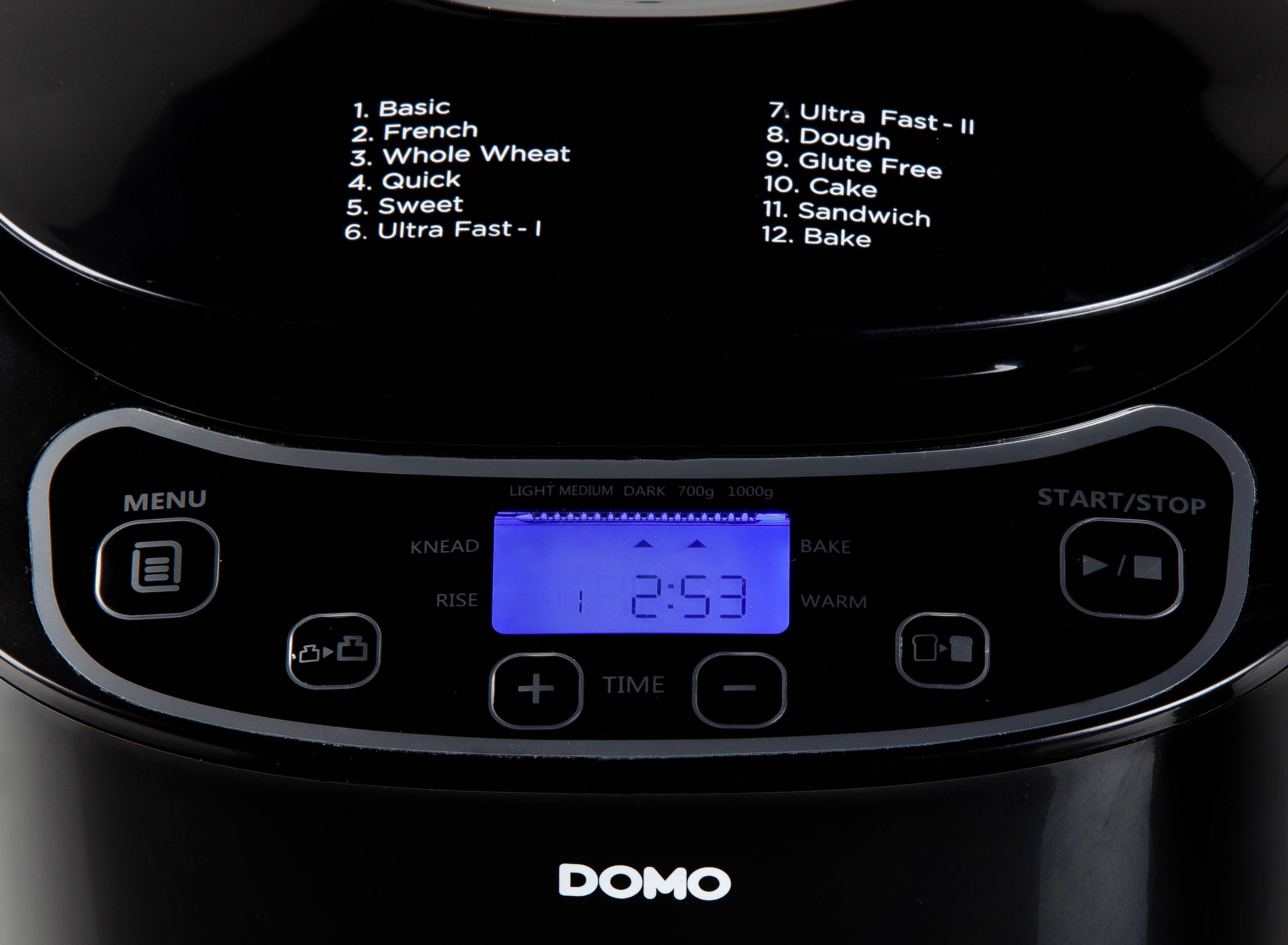 DOMO B3973 Brotbackautomat Timerfunktion, mit Display 1000 g Schwarz