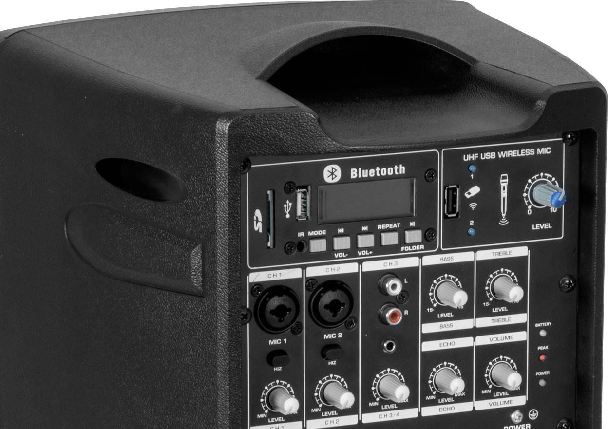 Omnitronic WAMS-08BT + UWM-2HH Aktiver PA Lautsprecher 1 Set