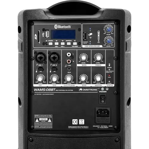 Omnitronic WAMS-08BT MK2 Aktiver PA Lautsprecher Bluetooth, Integrierter MP3-Player, Kabellos Omnitronic WAMS-08BT MK2 Aktiver PA Lautsprecher Bluetooth, Integrierter MP3-Player, Kabellos