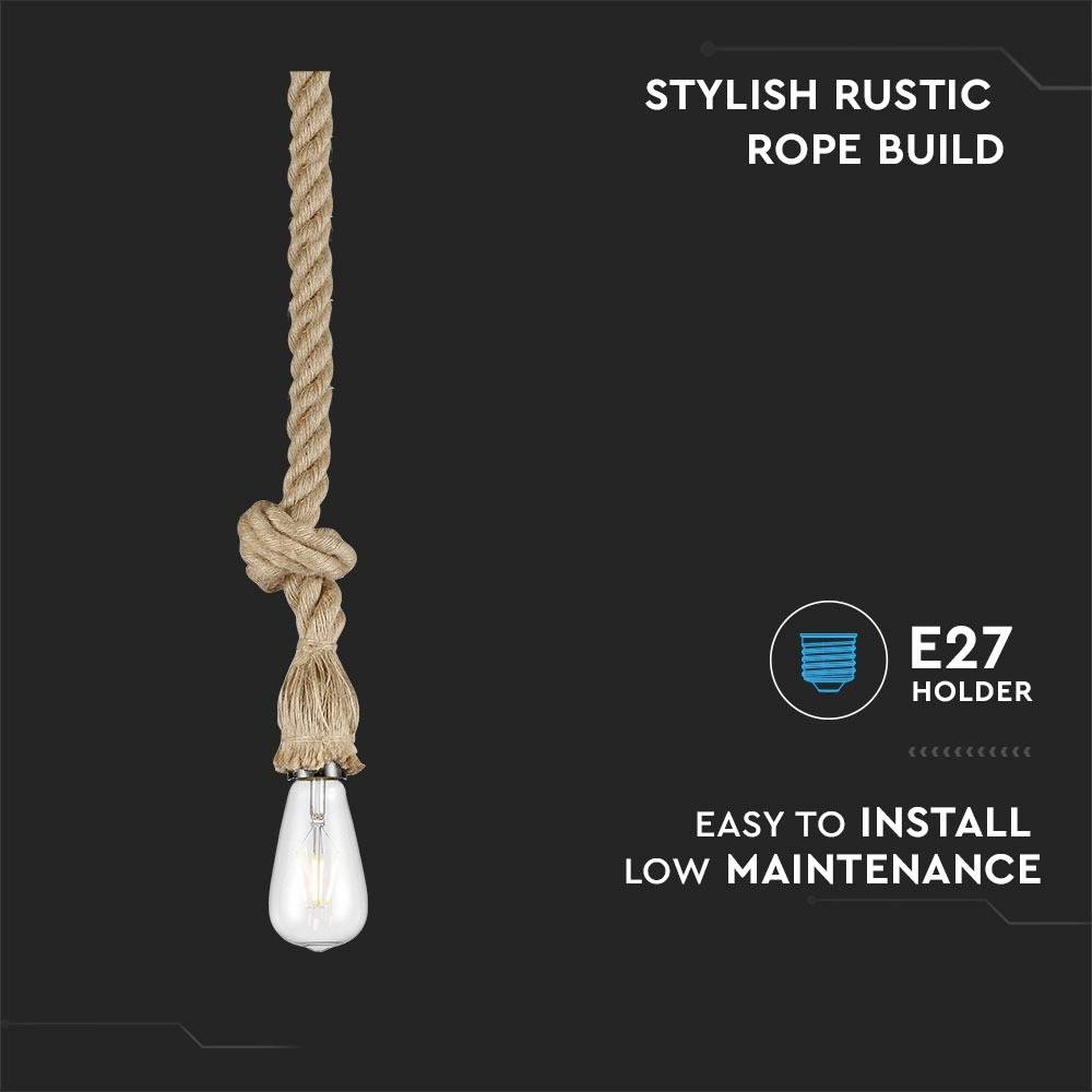 V-TAC VT-7118 3754 Pendelleuchte E27 Natur-Beige