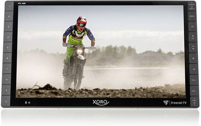 Xoro PTL 1450 Tragbarer TV 35.5 cm 14 Zoll EEK: E (A - G) Akkubetrieb, inkl. 12 V Kfz-Anschlusskabel Grau