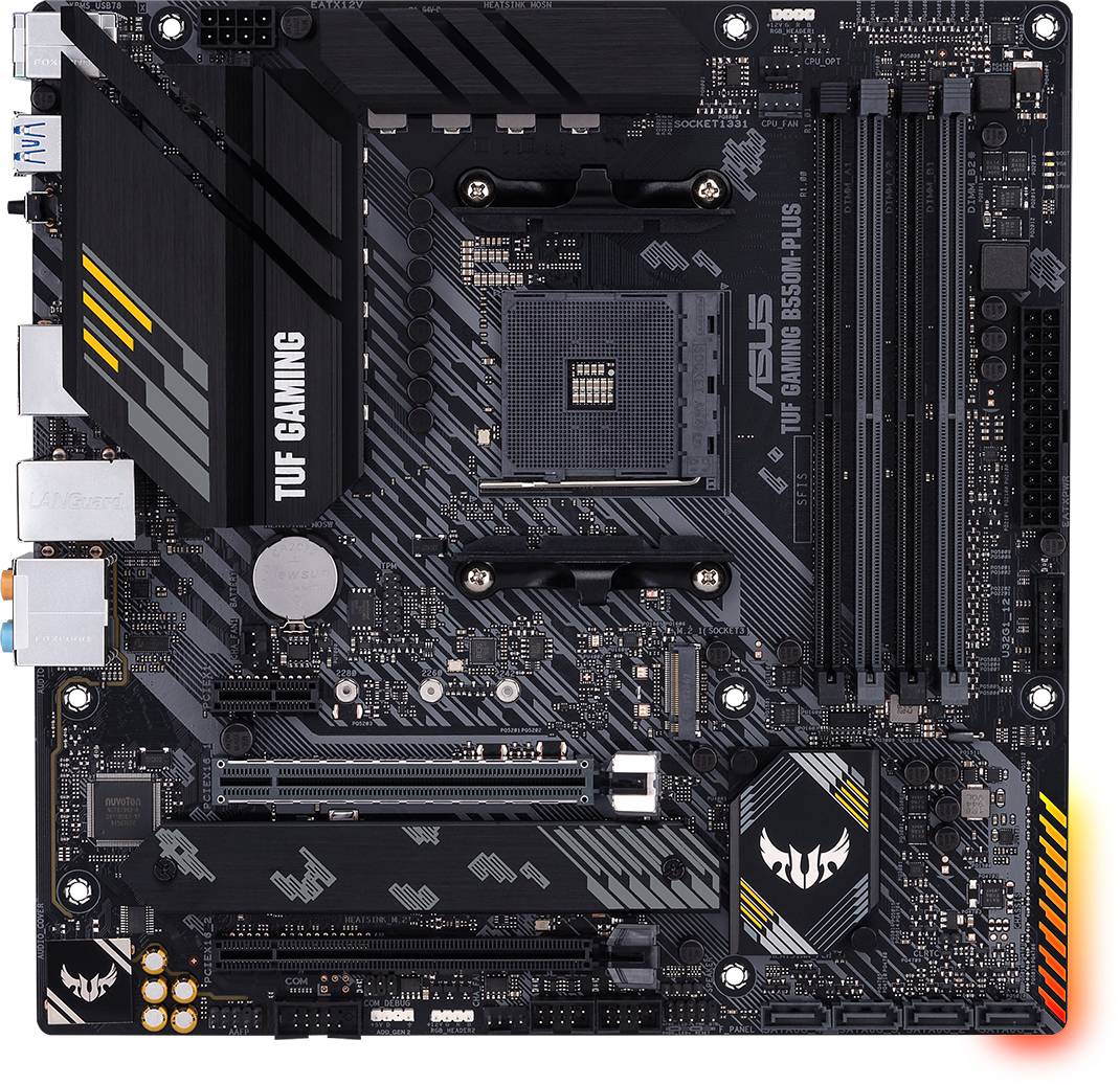 Asus TUF GAMING B550M-PLUS Mainboard Sockel (PC) AMD® AM4 Formfaktor (Details) Micro-ATX Mainboard-Chipsatz AMD® B550