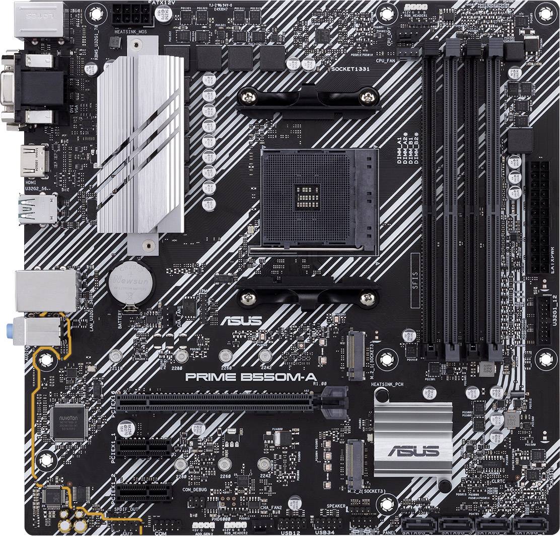 Asus PRIME B550M-A Mainboard Sockel (PC) AMD® AM4 Formfaktor (Details) Micro-ATX Mainboard-Chipsatz AMD® B550