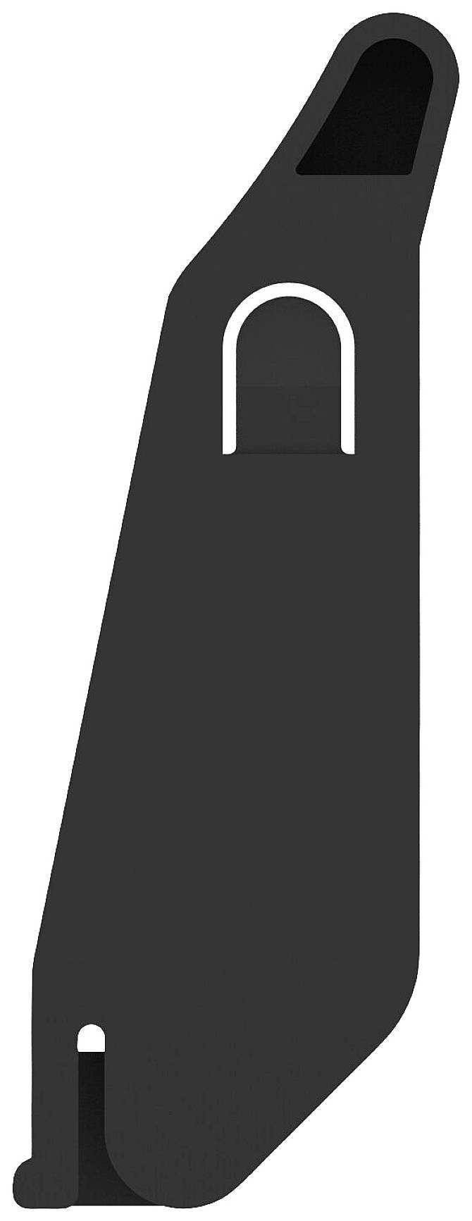 Ein stilisierter schwarzer Fahrradsattel mit modernem Design und weißen Details.