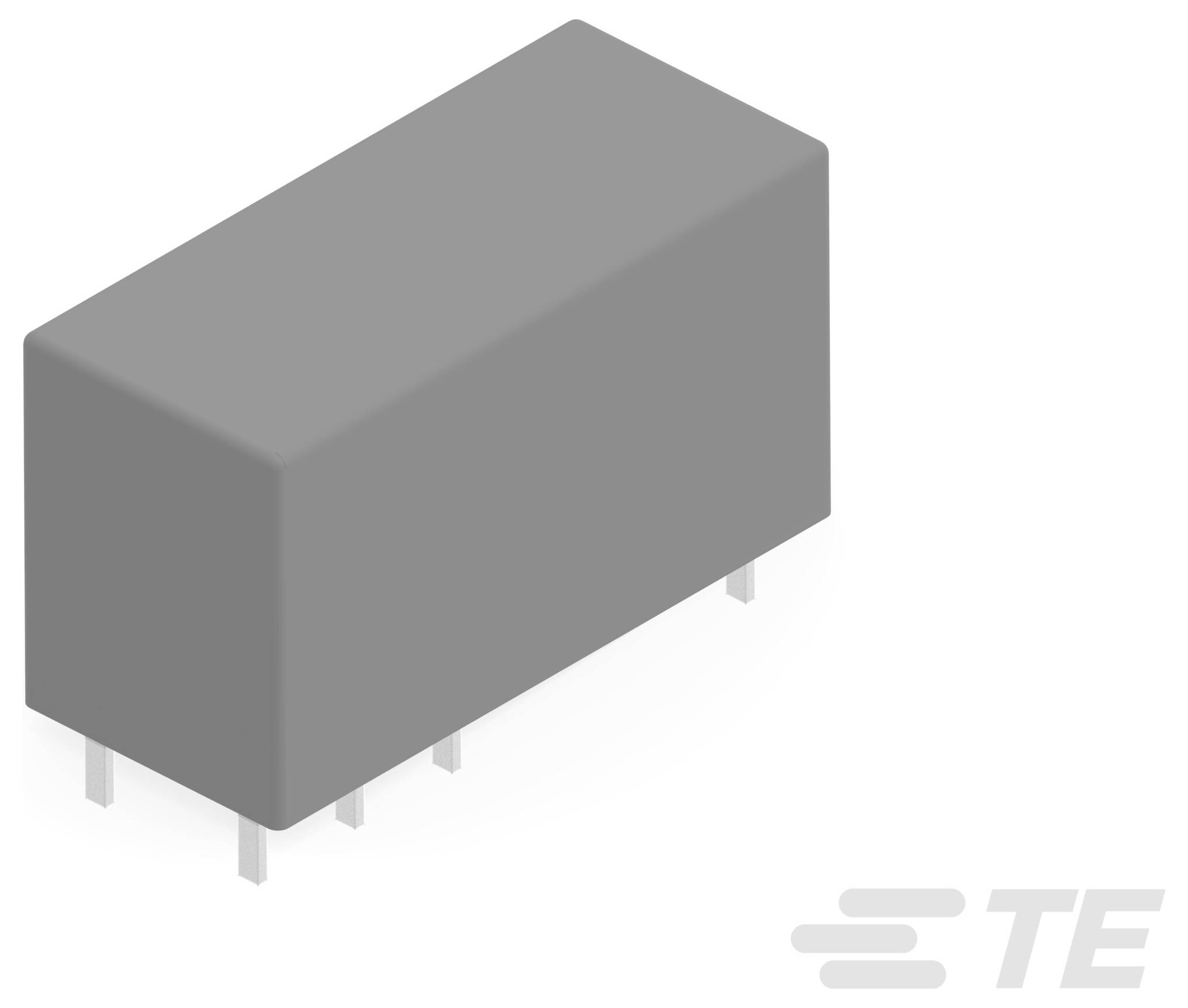 Ein beiger rechteckiger Kondensator mit Metallenden auf weißem Hintergrund.