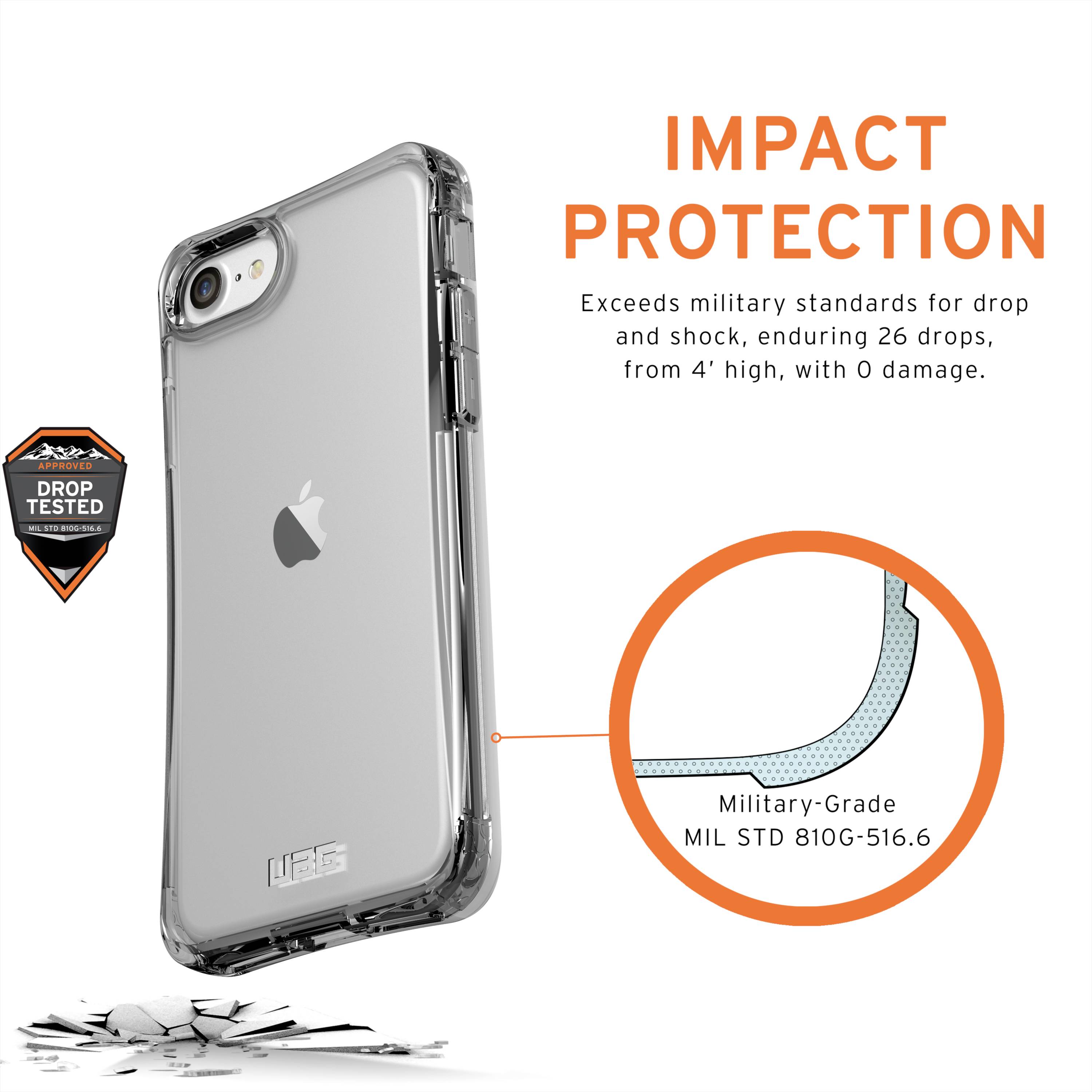 Urban Armor Gear Plyo Case Apple iPhone SE (2. Generation), iPhone 8, iPhone 7, iPhone 6S, iPhone 6, iPhone SE (3. Generation) Ice, Transparen